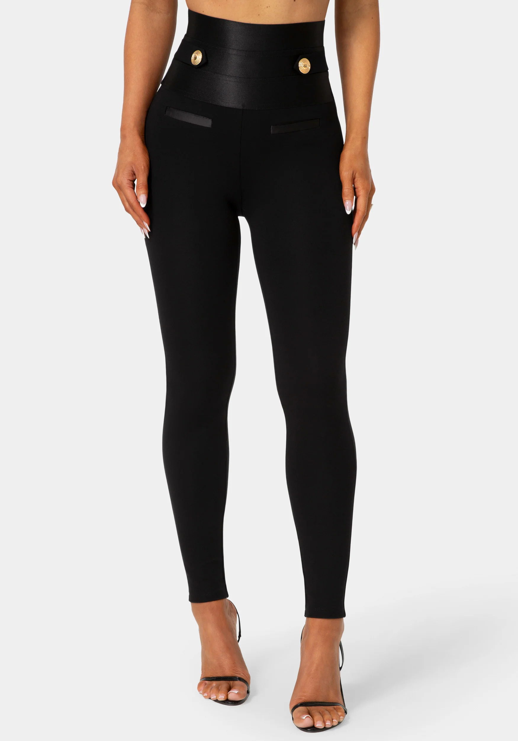Satiny High Waist Gold Chain Legging - Image 4