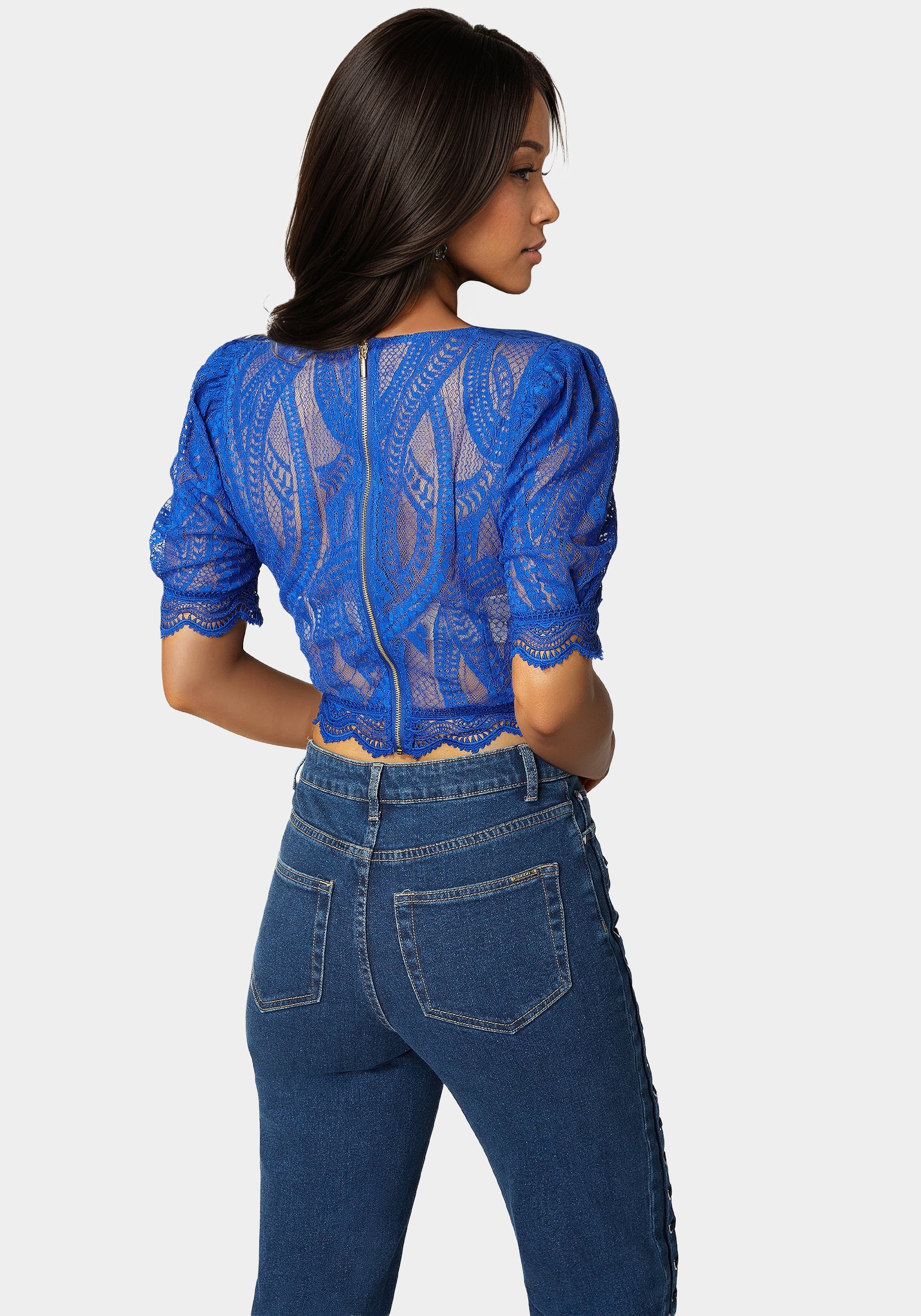 Scallop Hem Lace Trapeze Neck Top - Image 4