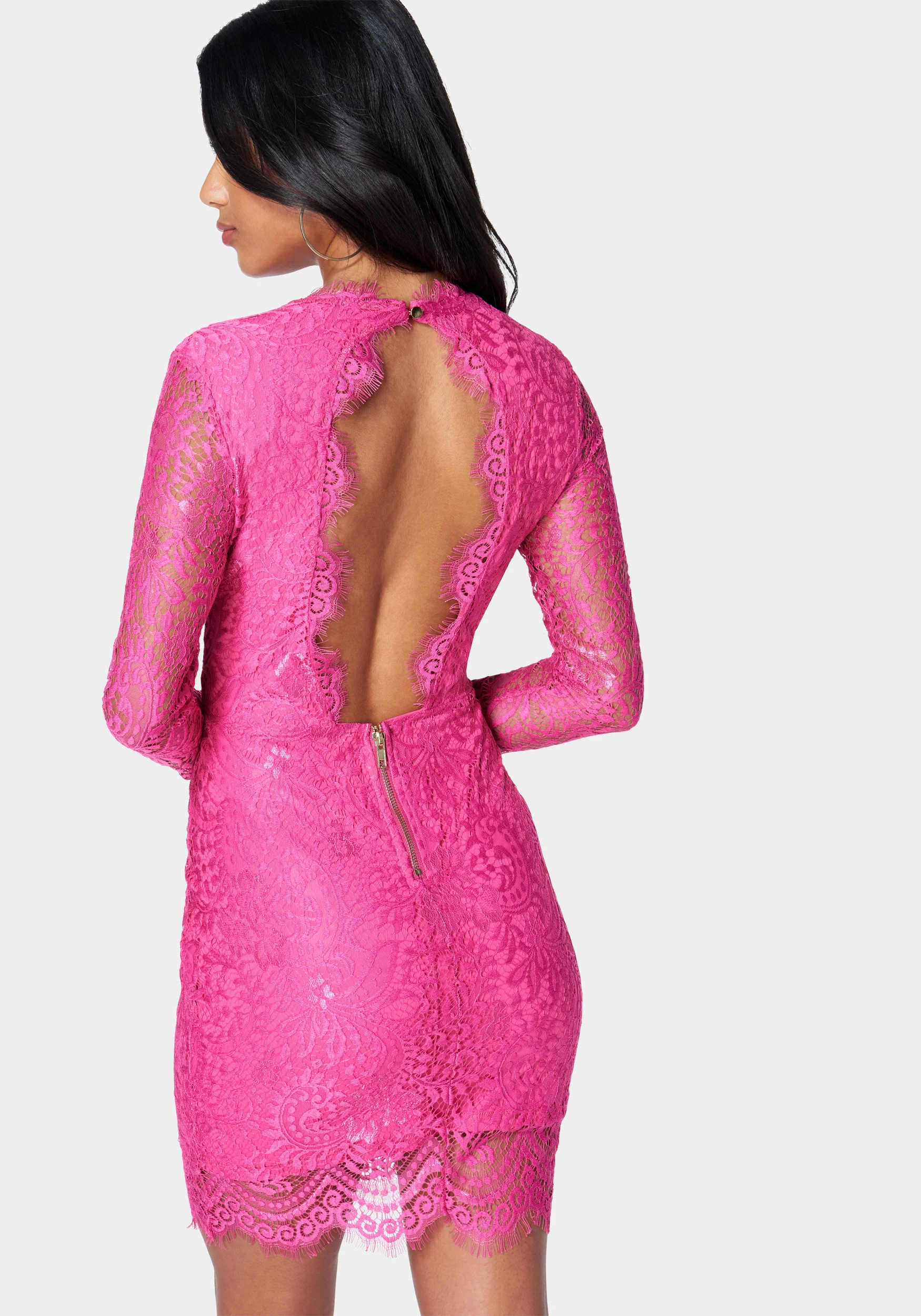 Scallop Lace Open Back Mini Dress - Image 3