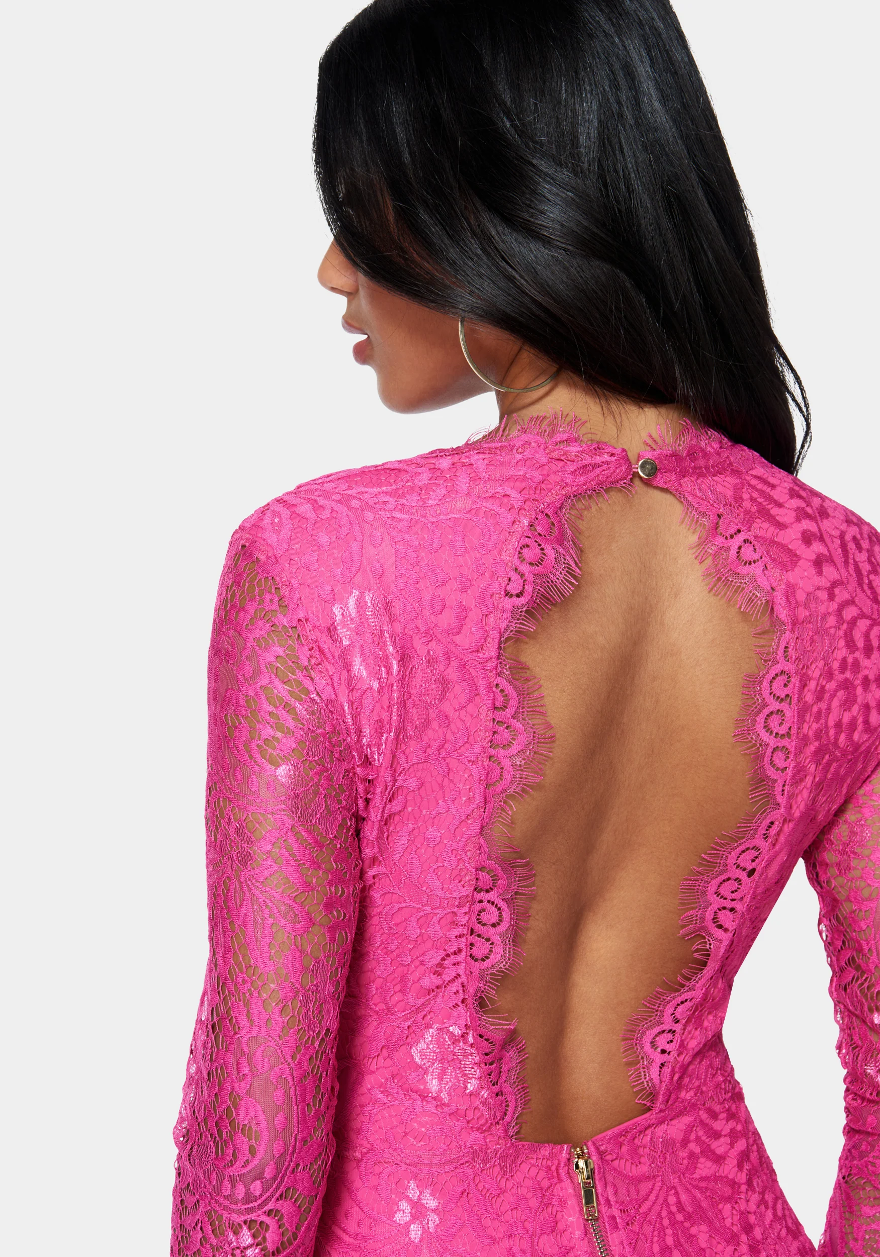 Scallop Lace Open Back Mini Dress - Image 4