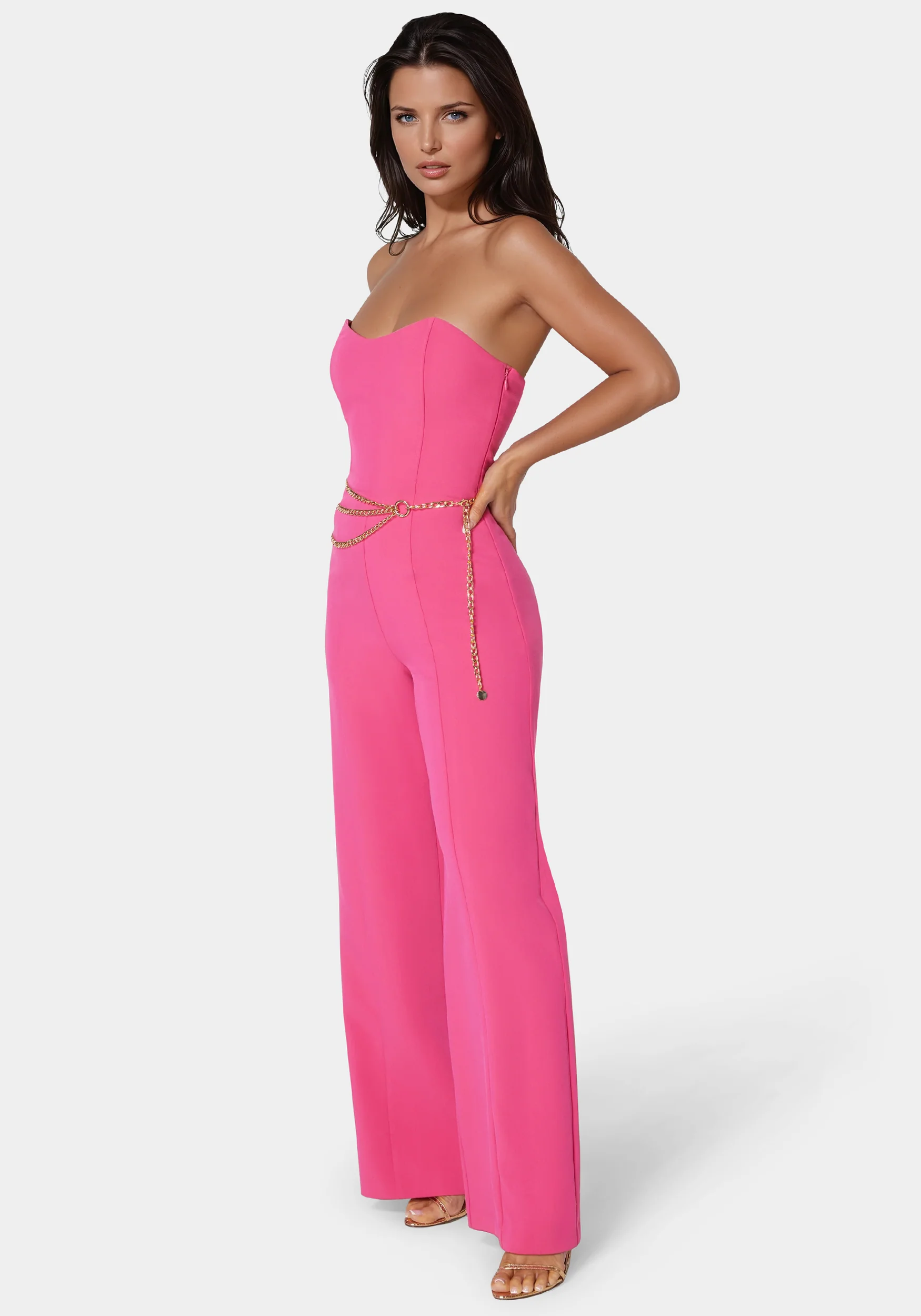 Scoop Neck Belted Palazzo Leg Jumpsuit - Image 2