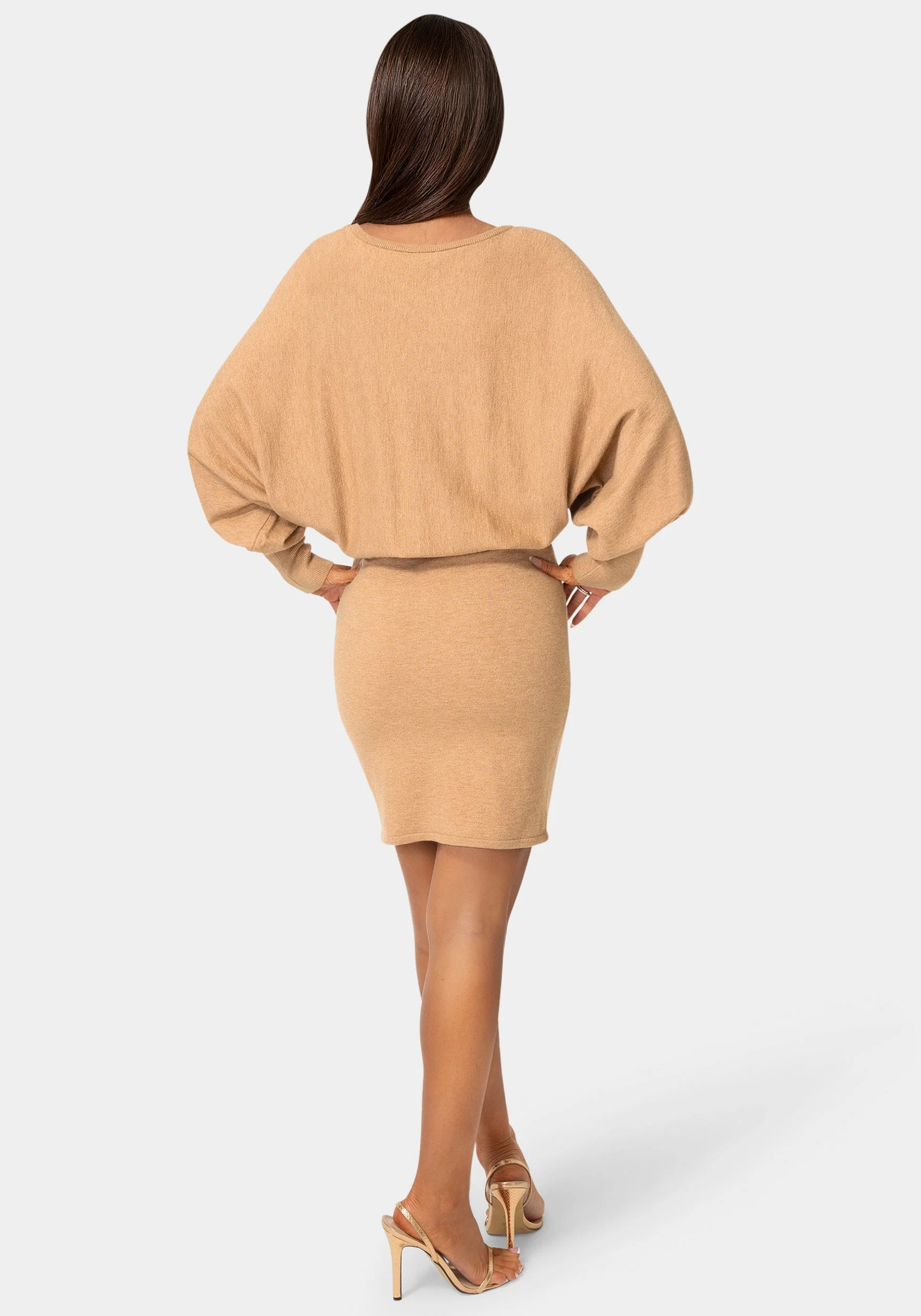 Scoop Neck Blouson Sweater Midi Dress - Image 3