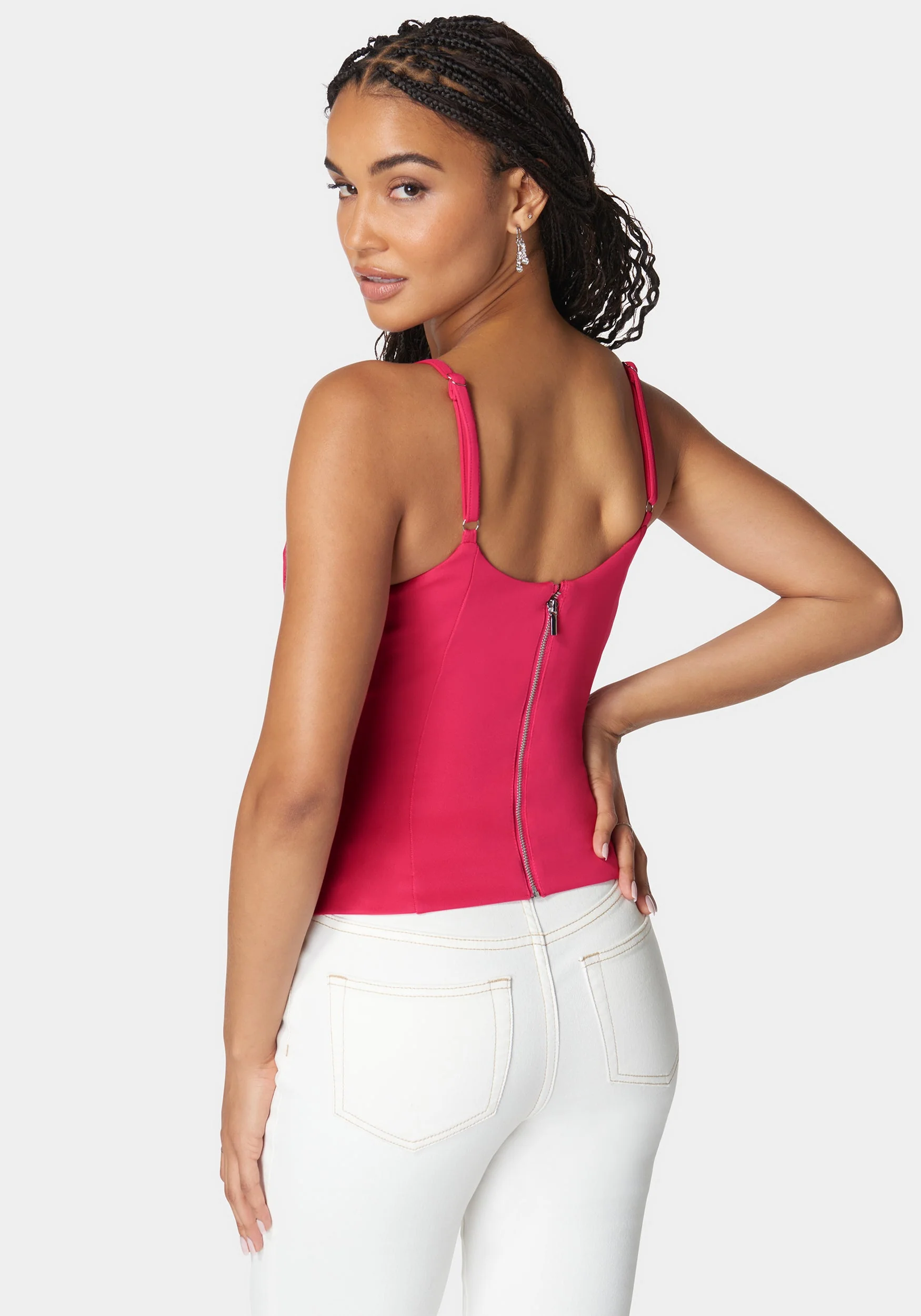Scoop Neck Jewel Strap Bustier Knit Top - Image 3