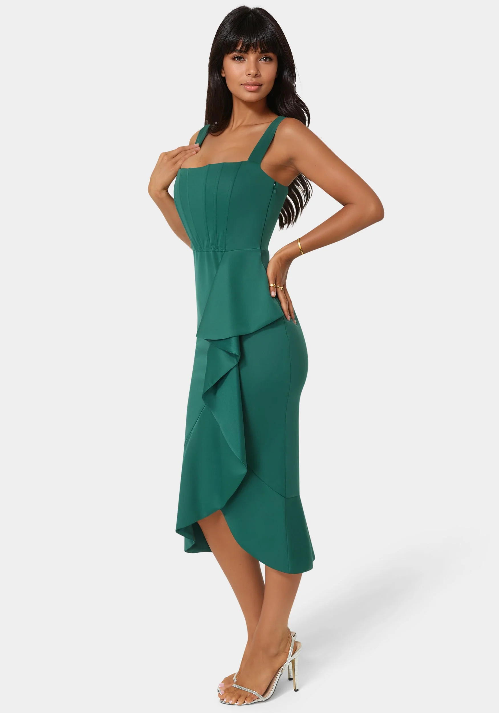 Scuba Bustier Ruffle Wrap Dress - Image 2