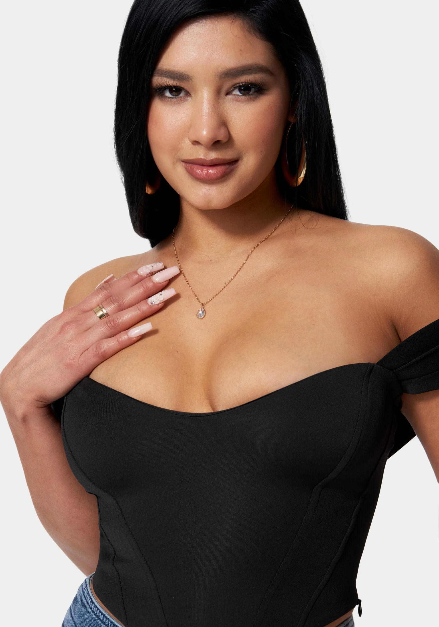 Scuba Corset Cold Shoulder Top - Image 4