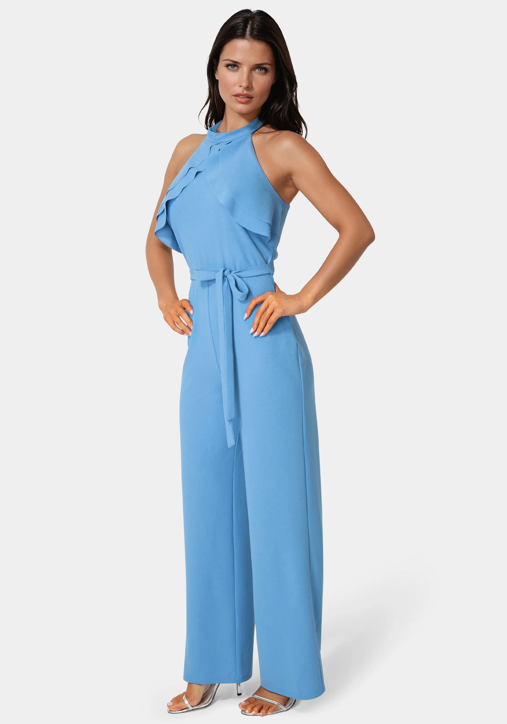 Scuba Crepe Ruffled Halter Jumpsuit - Image 4