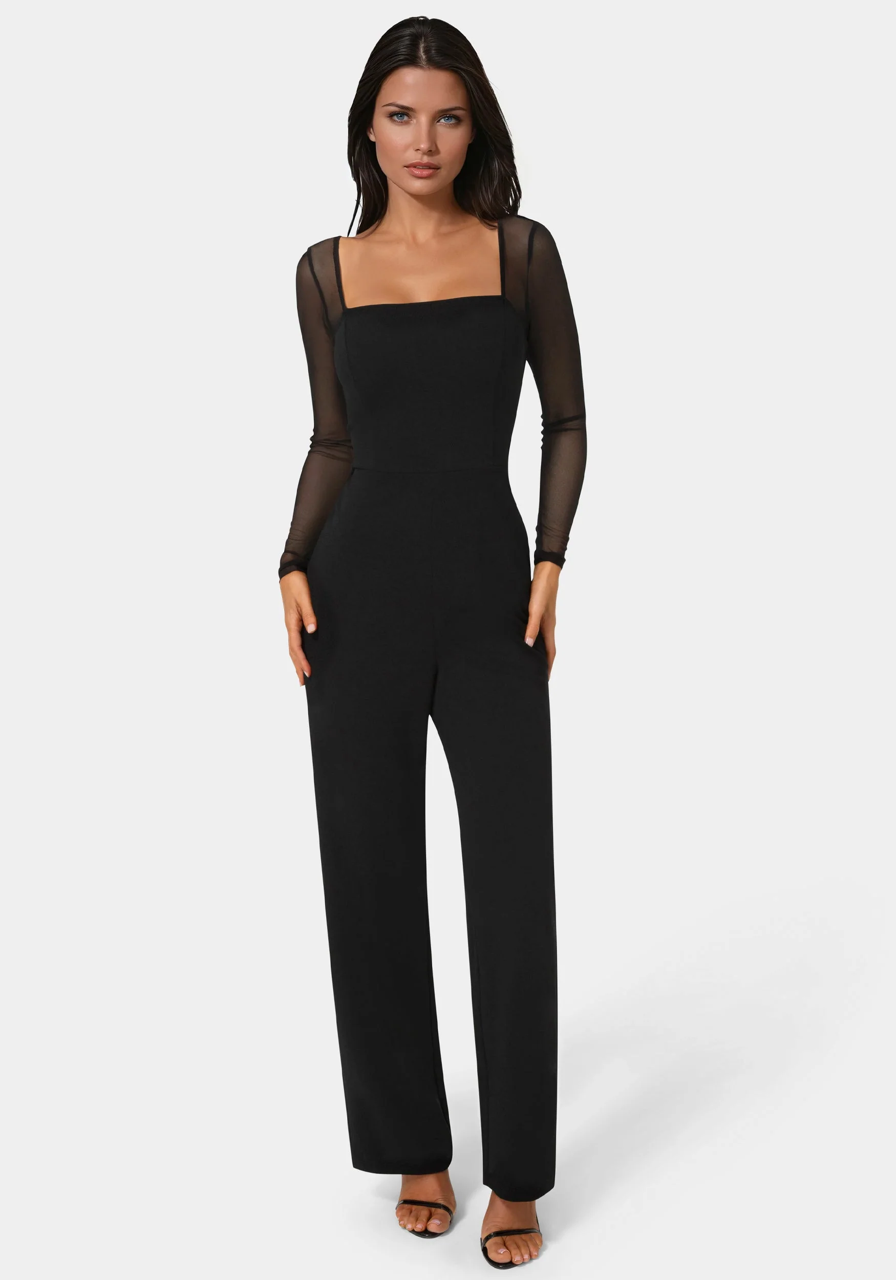 Scuba Mesh Square Neck Jumpsuit - Image 2