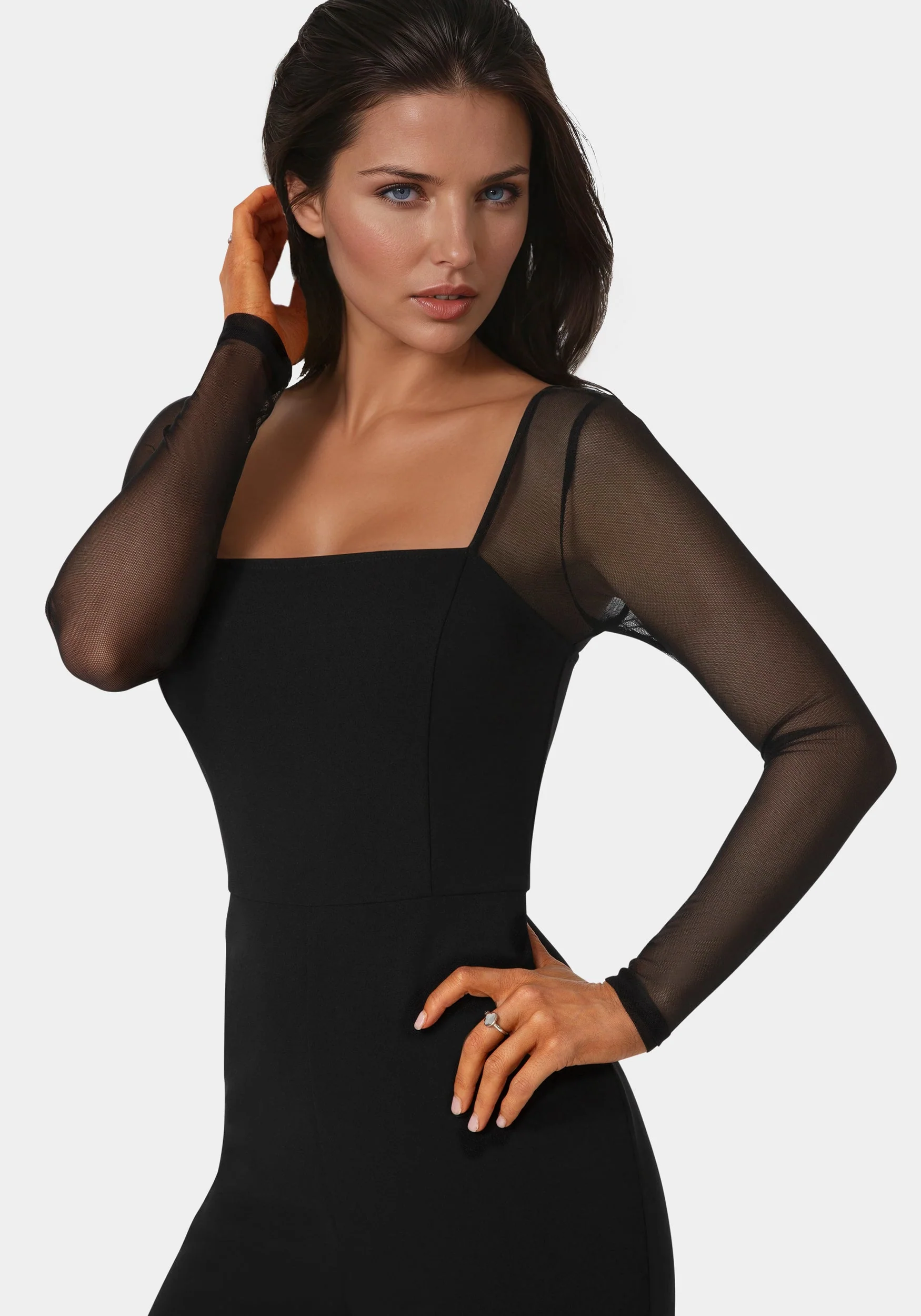 Scuba Mesh Square Neck Jumpsuit - Image 4