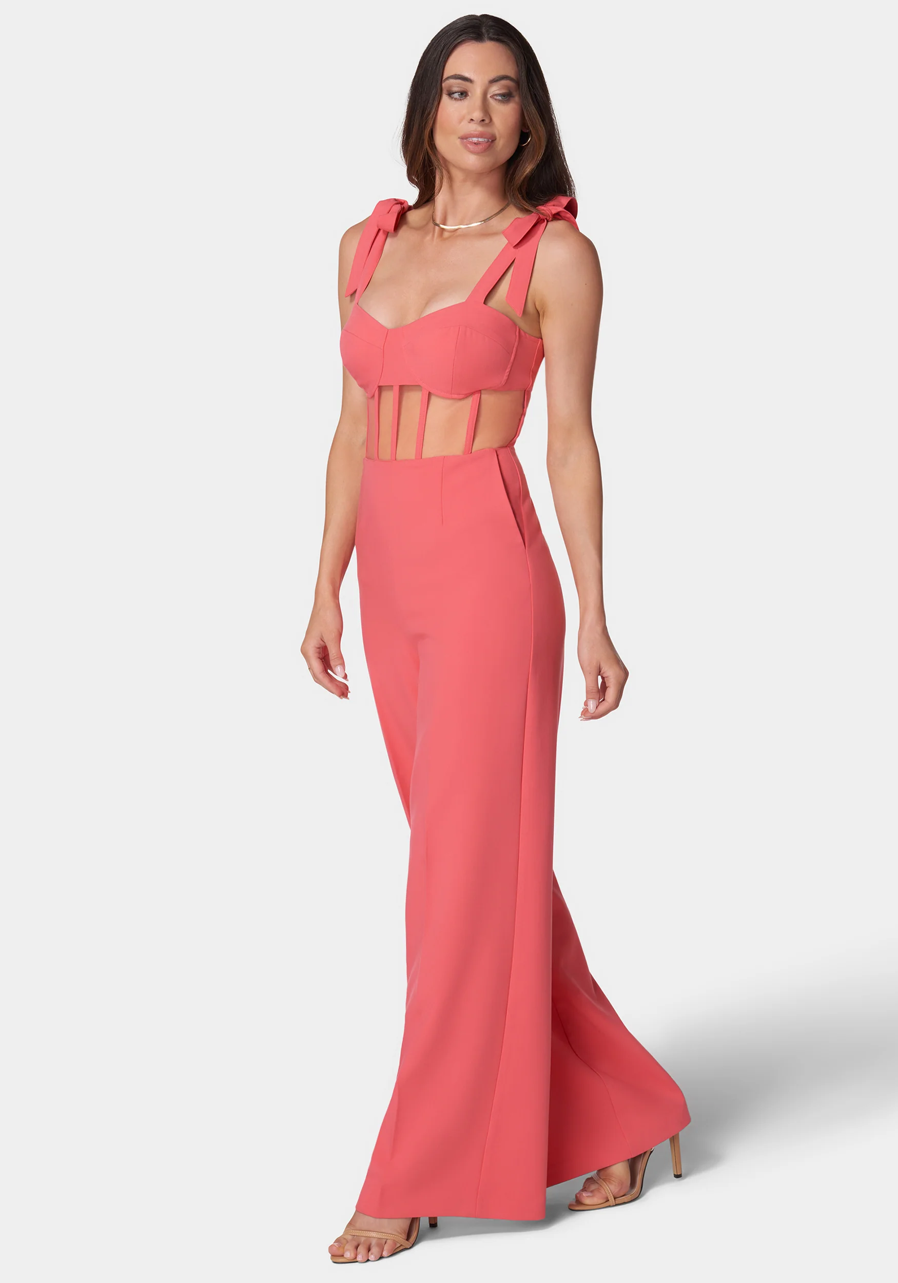 Self Tie Strap Corset Wide Leg Jumpsuit - Image 2