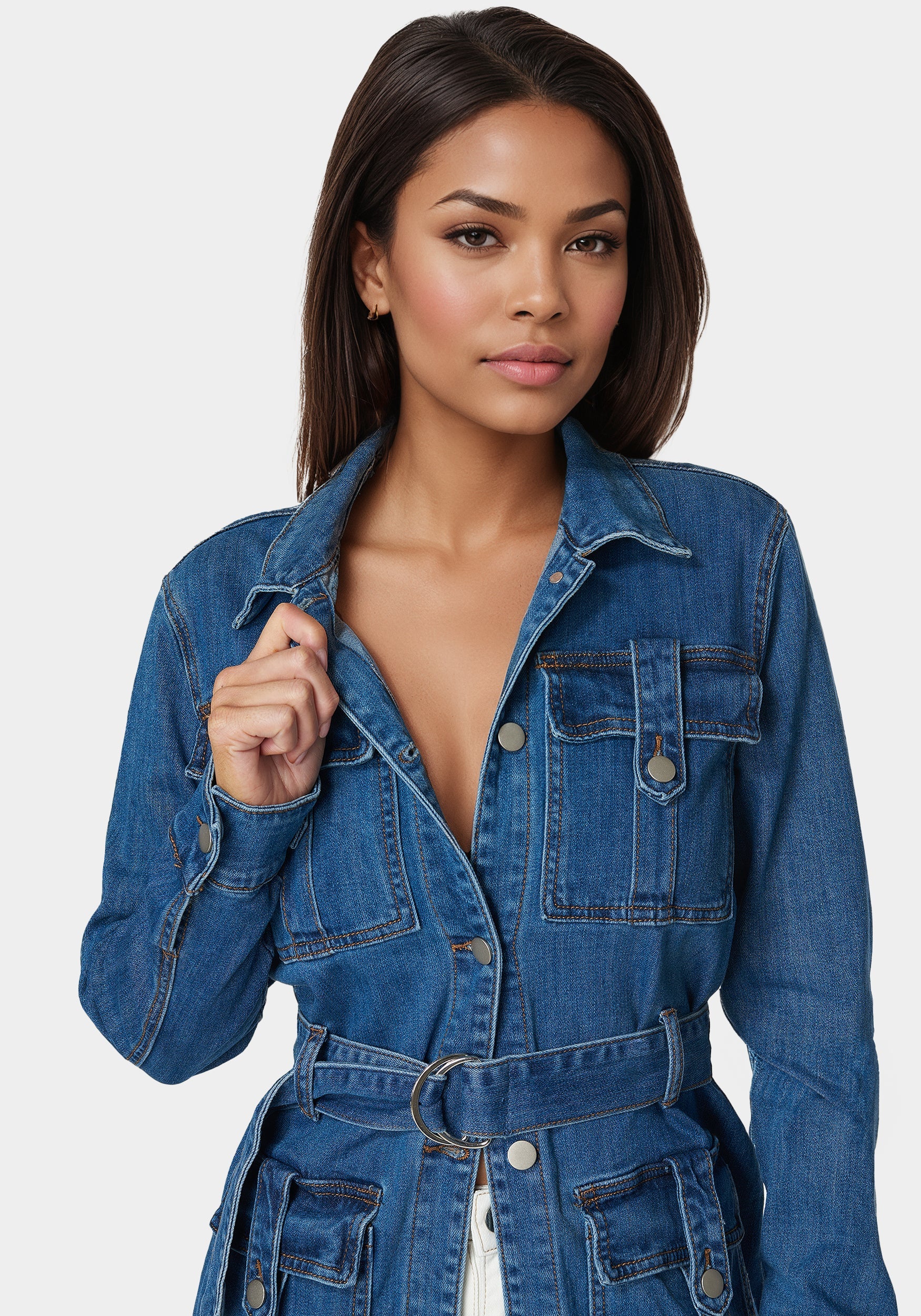 Semi Fitted Utility Denim Jacket - Image 4