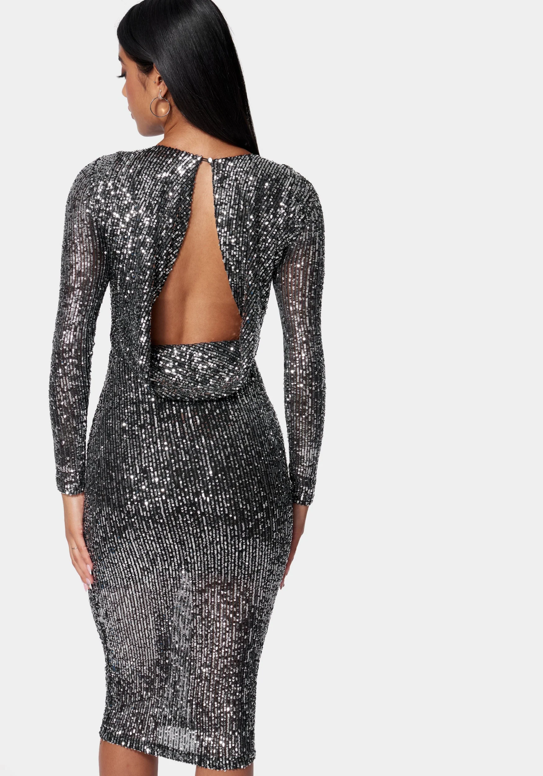 Sequin Cowl Back Midi Dress - Image 3