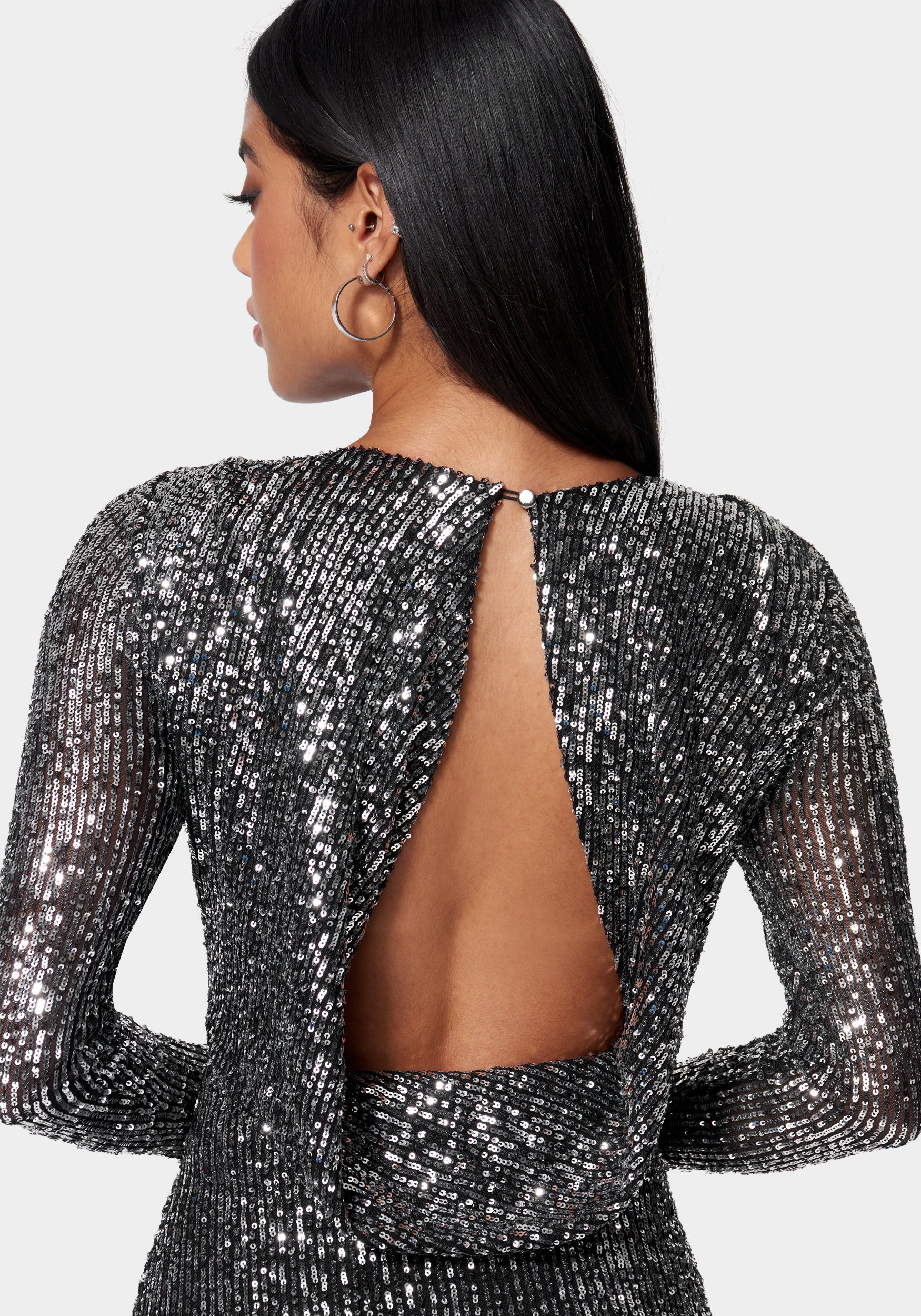 Sequin Cowl Back Midi Dress - Image 4