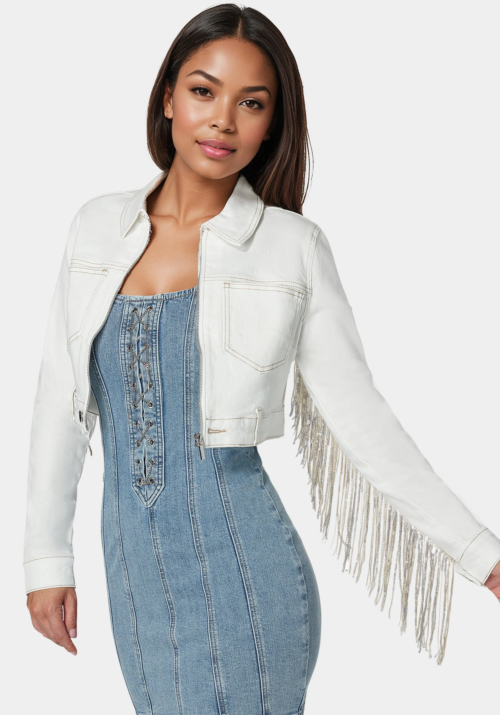 Sequin Fringe Denim Jacket - Image 4
