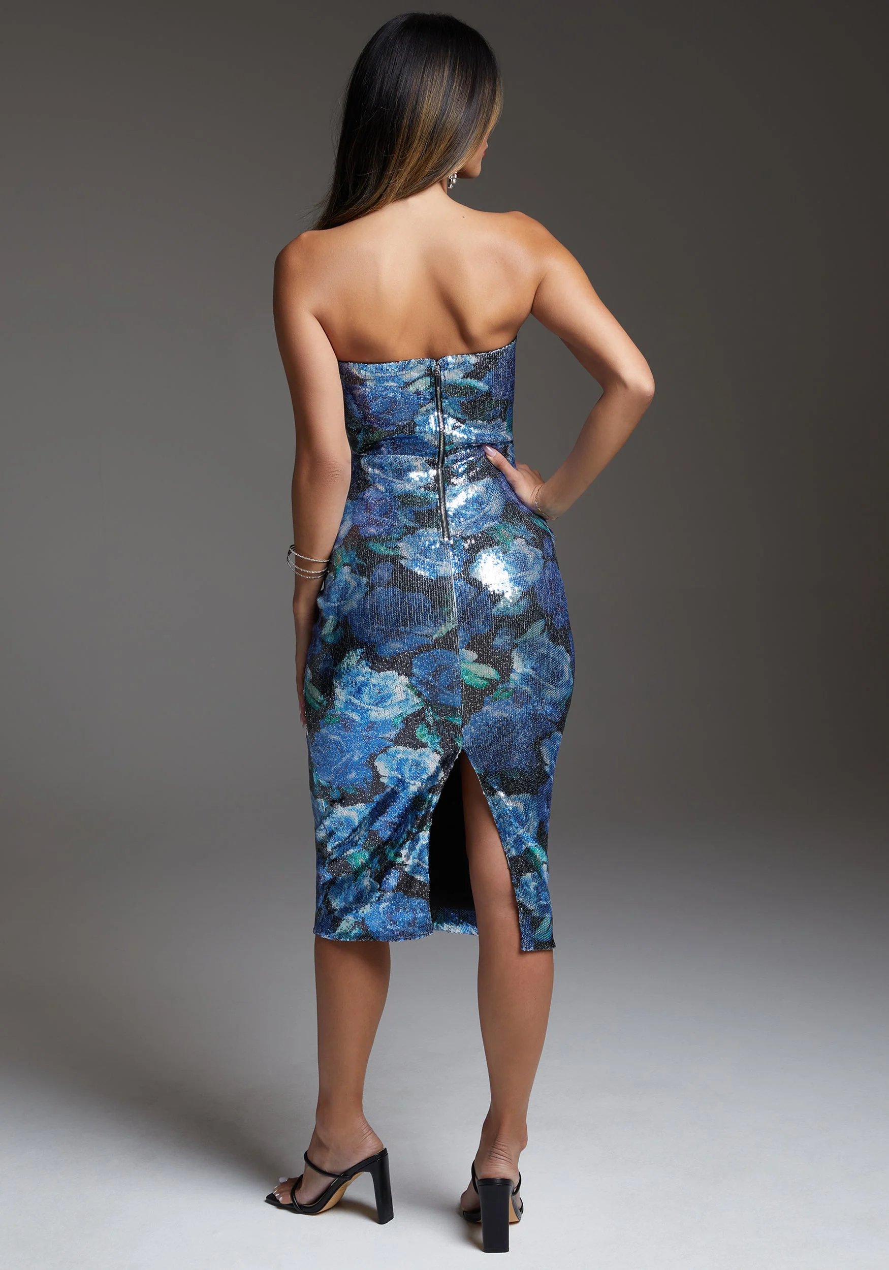 Sequin Strapless Midi Dress - Image 3