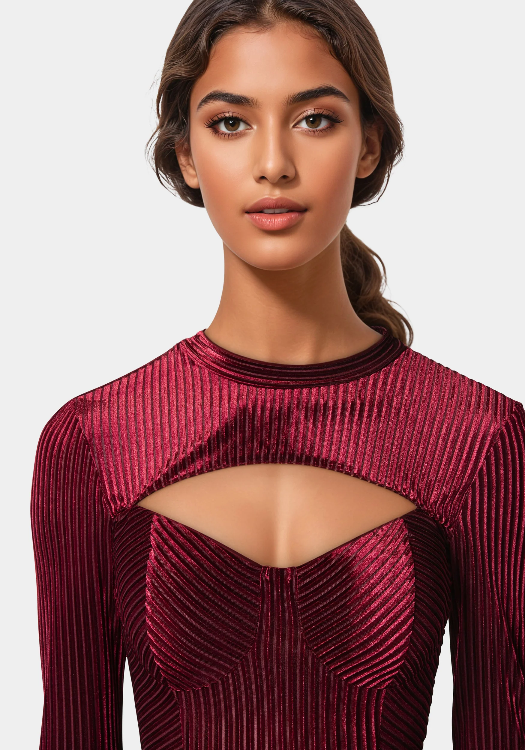 Shadow Stripe Velour Cutout Bodysuit - Image 3