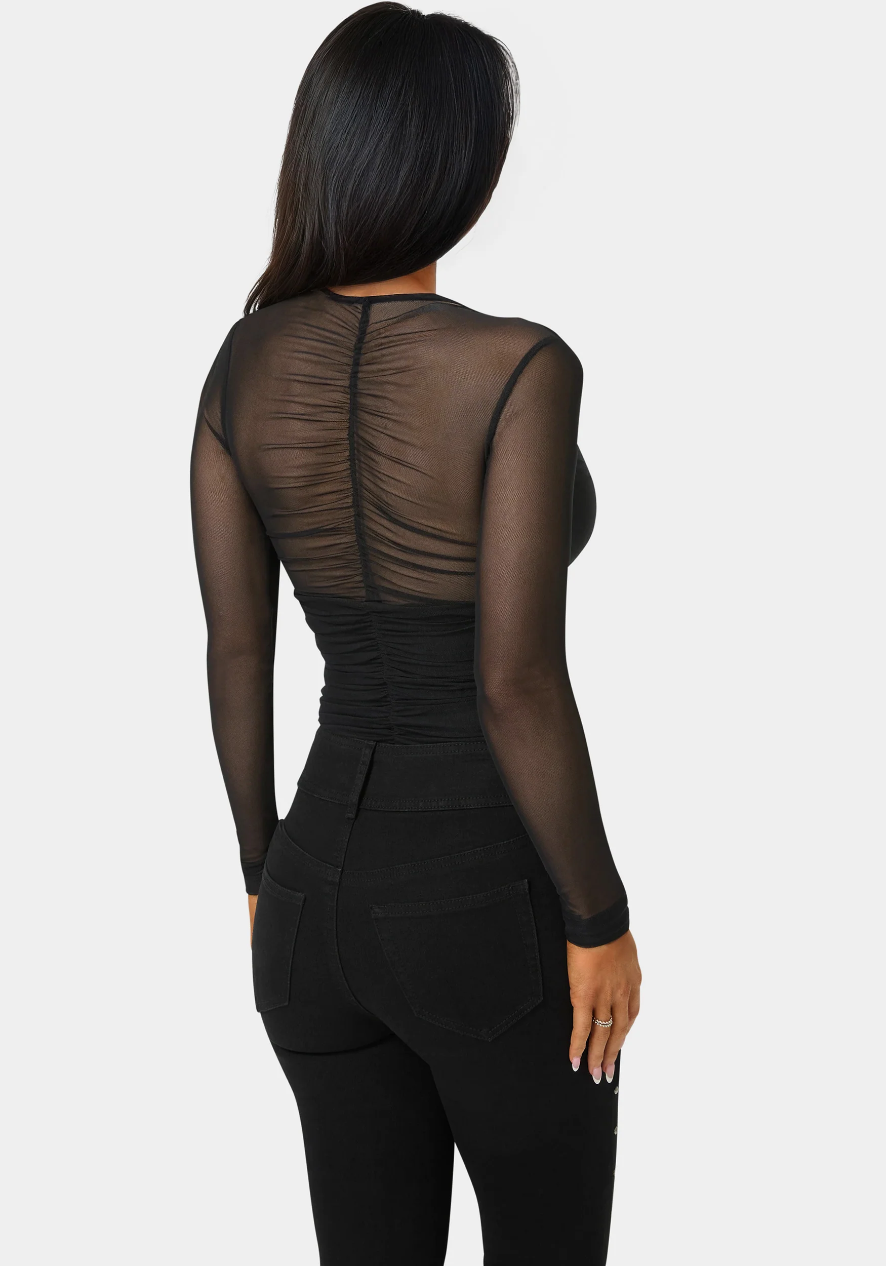 Shirred Mesh Bodysuit - Image 2