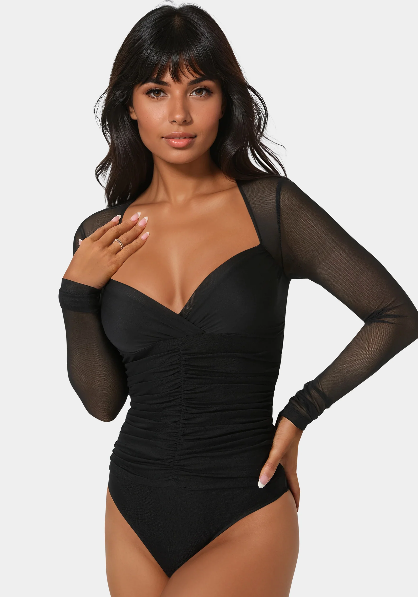 Shirred Mesh Bodysuit - Image 4