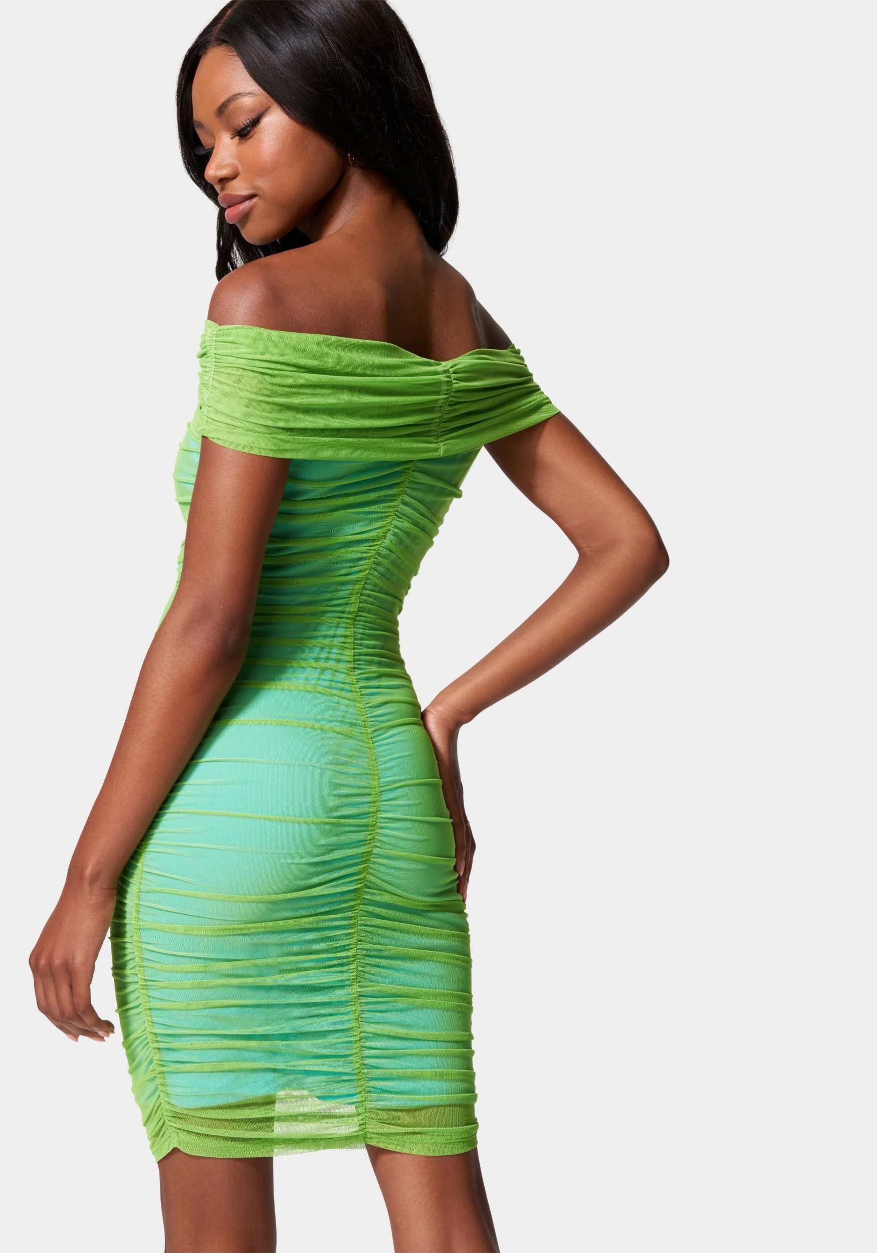 Shirred Mesh Midi Dress - Image 3