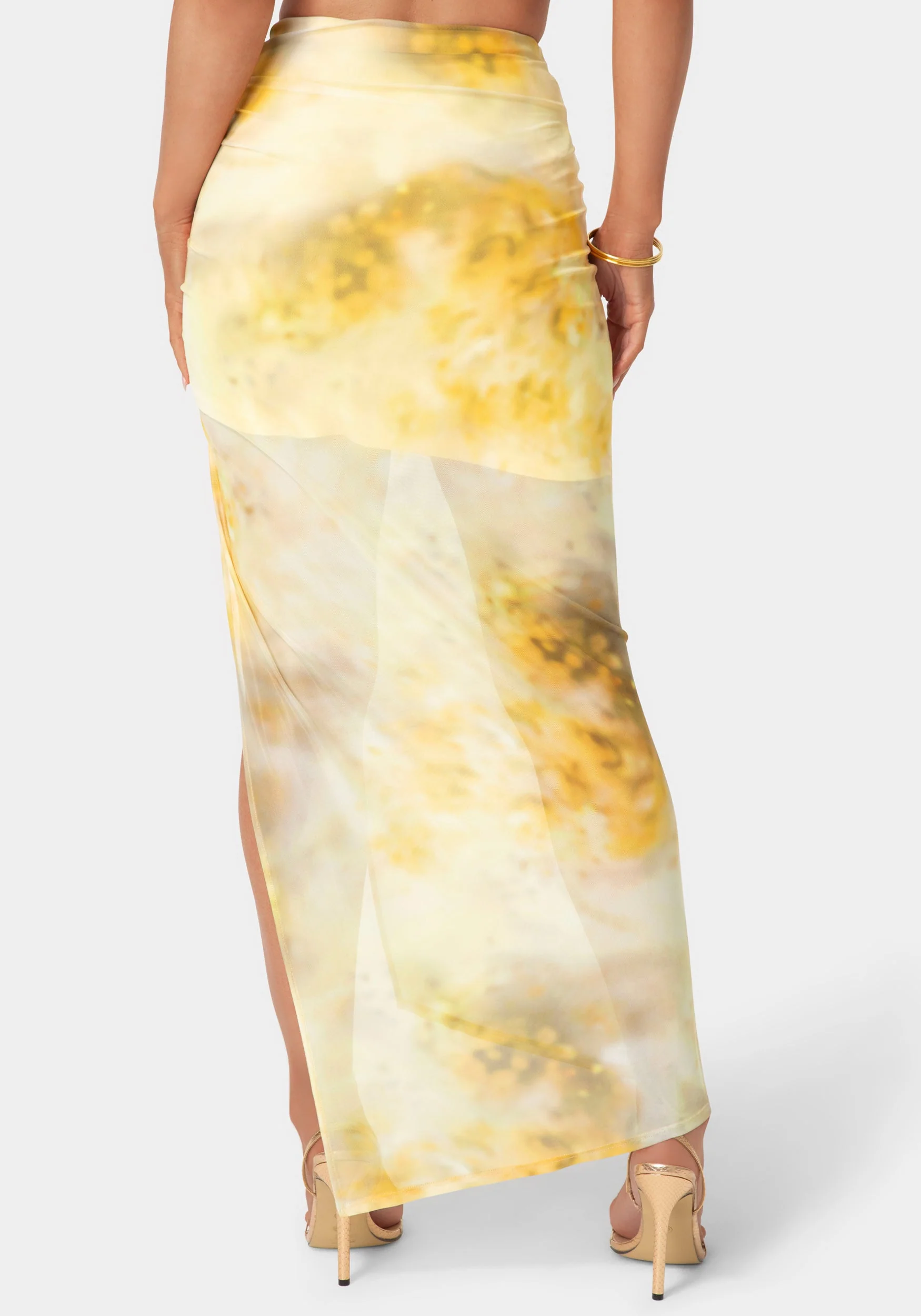 Shirring Maxi Mesh Skirt - Image 3
