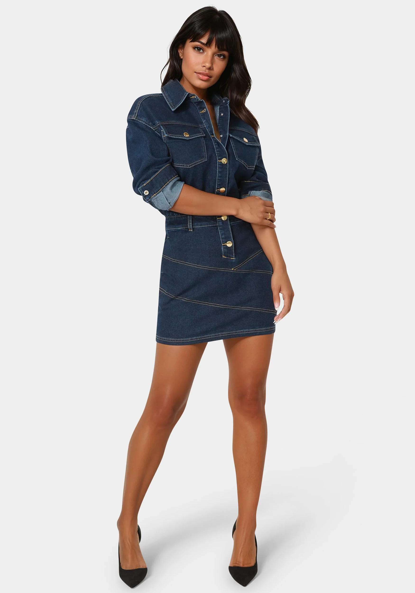 Shirt Denim Mini Dress - Image 4