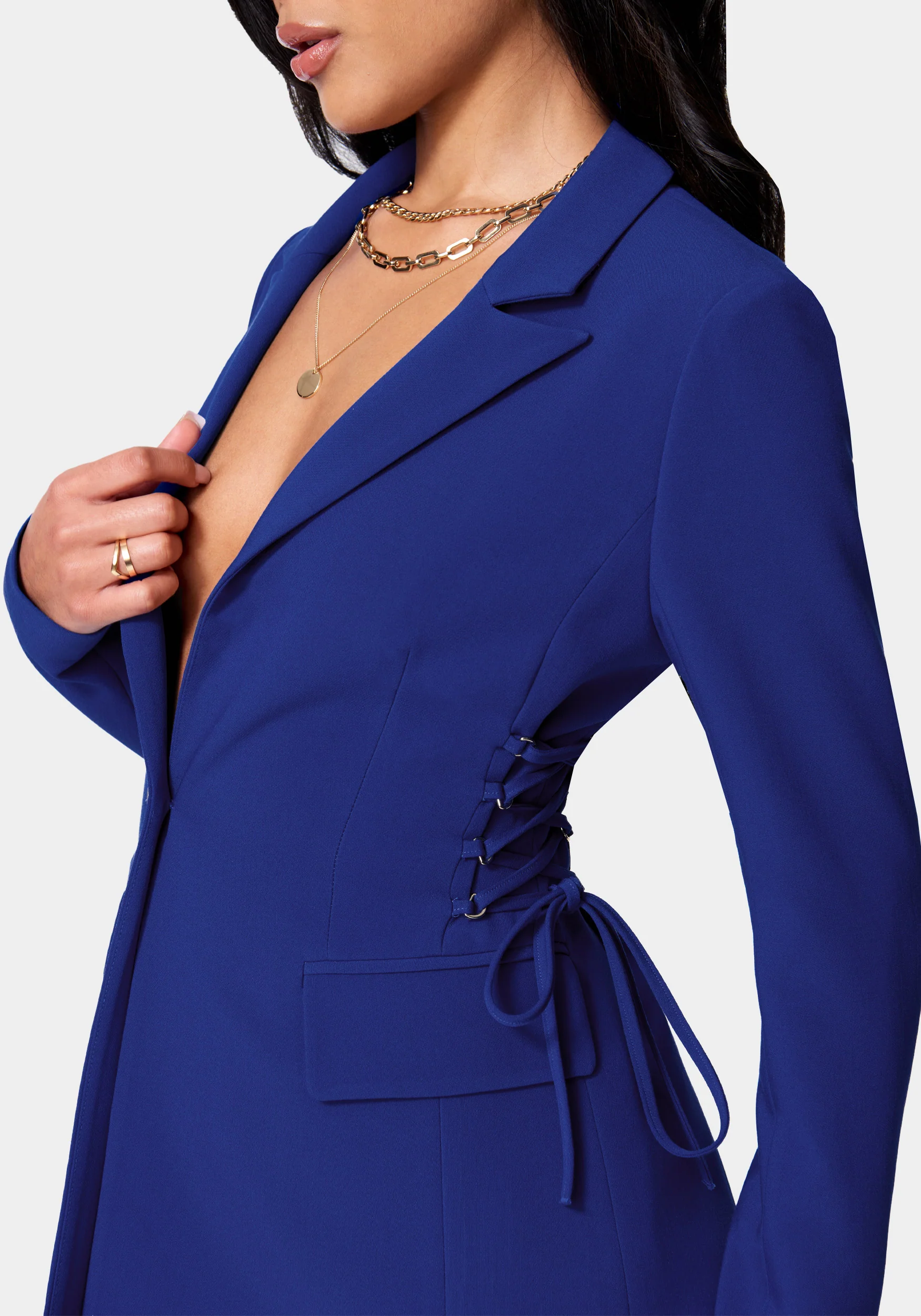 Side Corset Detail Tailored Twill Jacket - Image 4