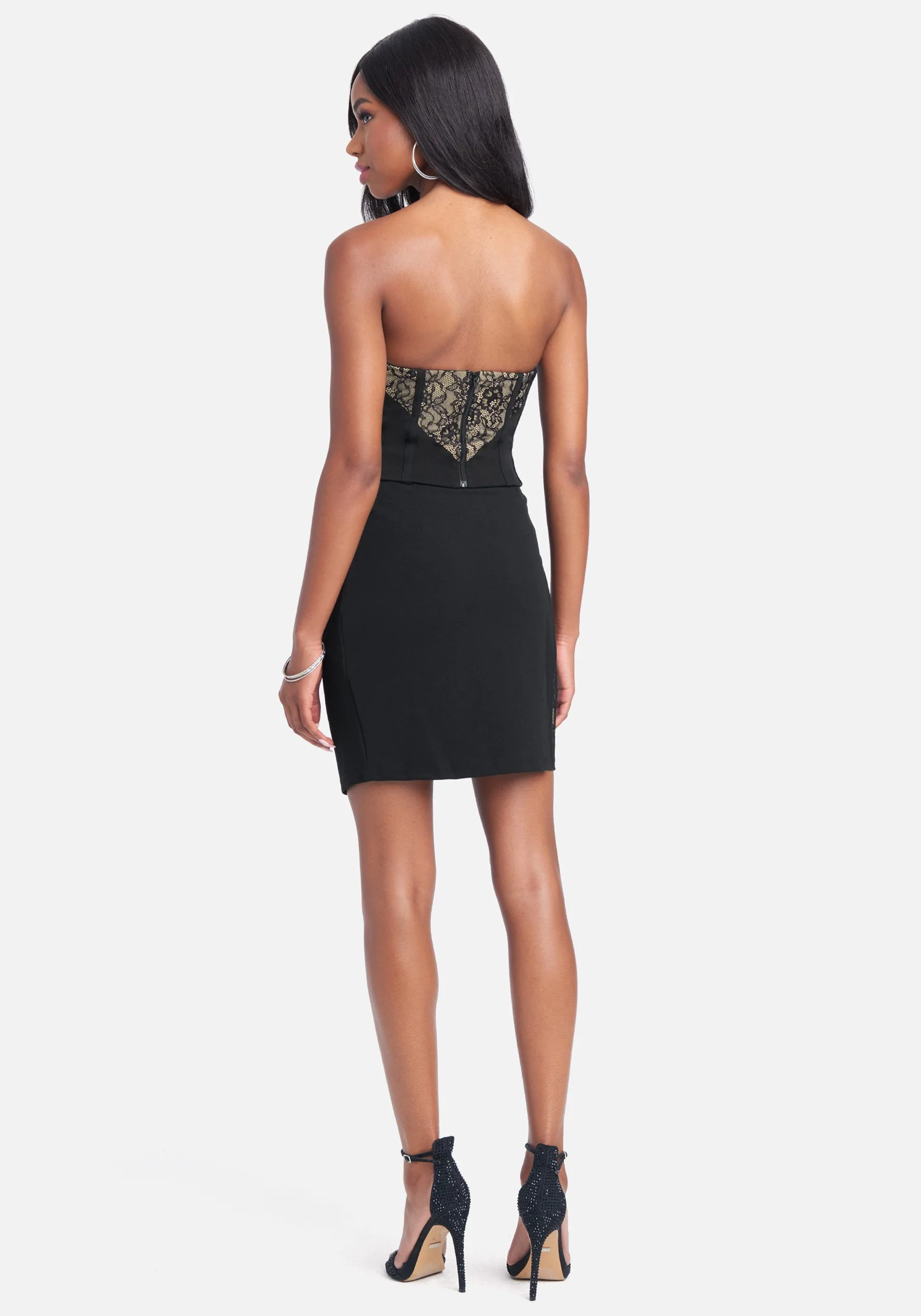 Side Lace Insert Knit Crepe Skirt - Image 3