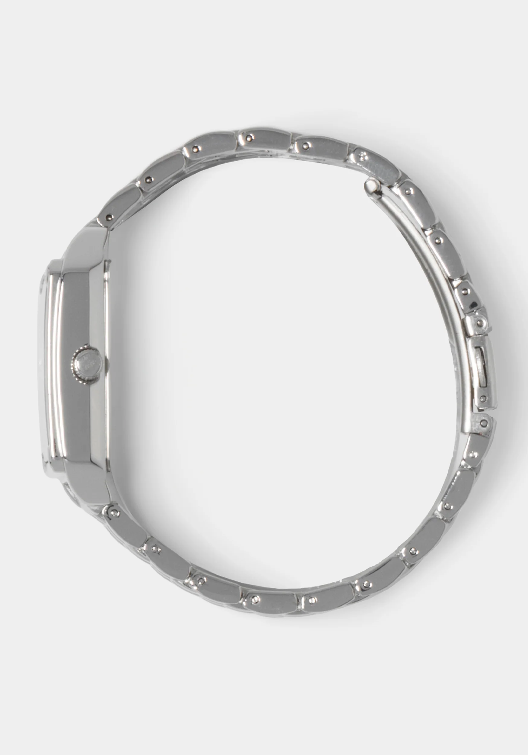 Silver Link Rectangle Bracelet Diamond Dial Watch - Image 3