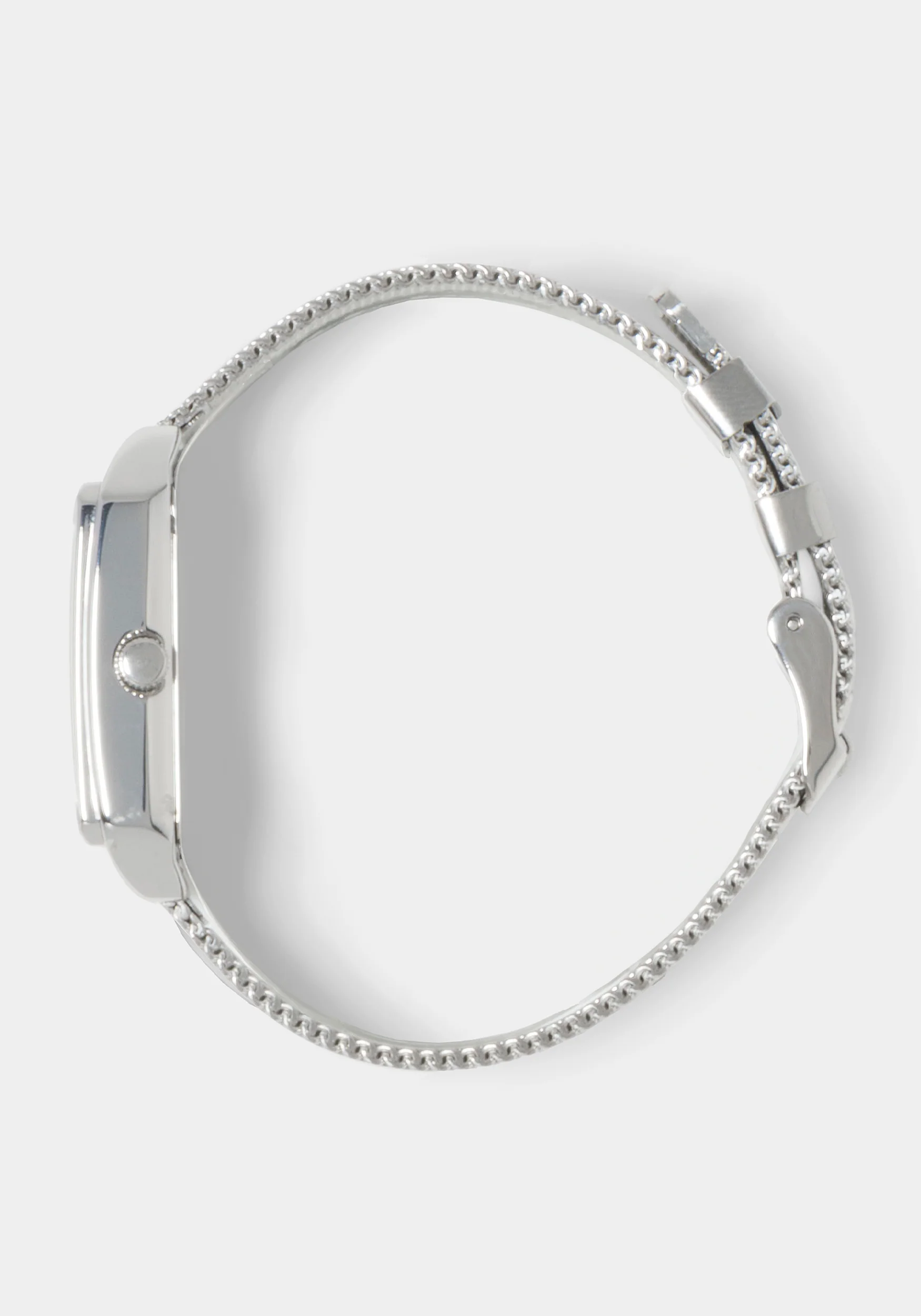 Silver Mesh Strap Rectangle Diamond Dial Watch - Image 3