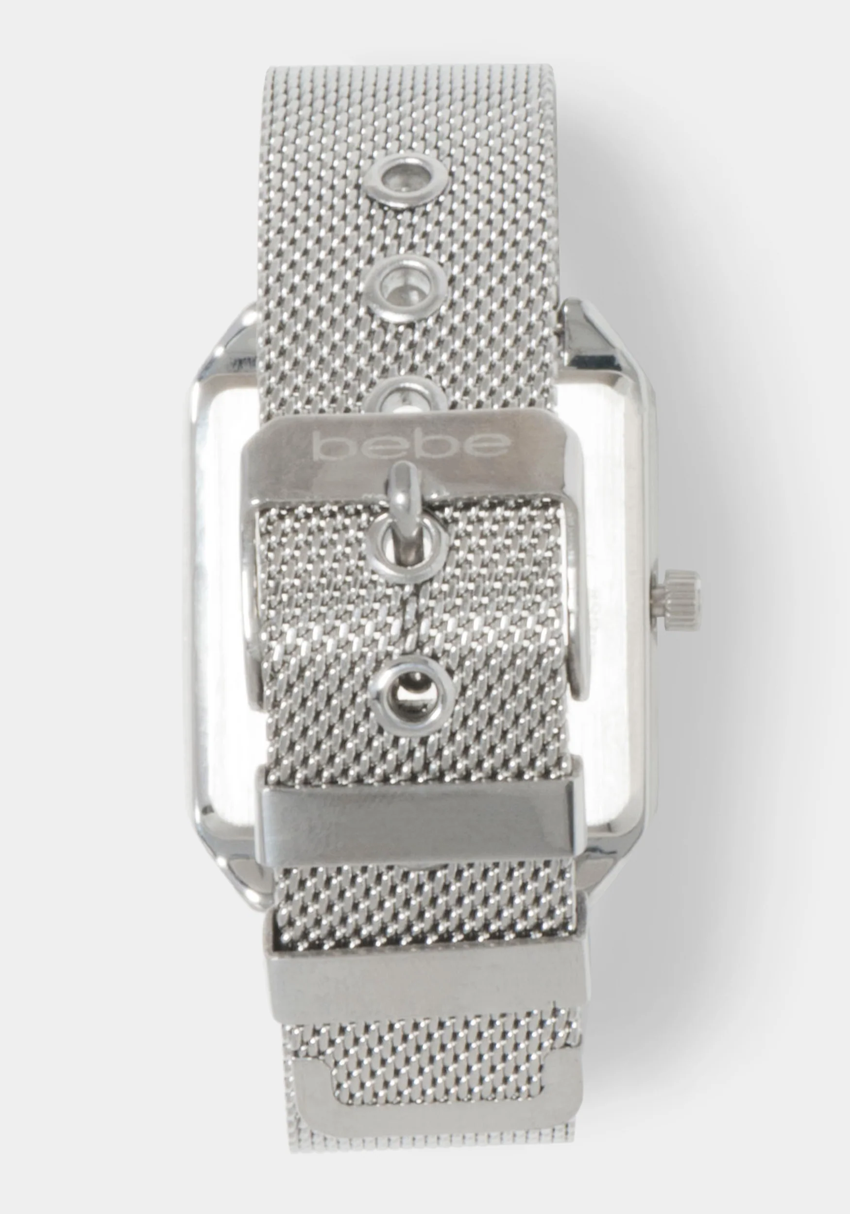Silver Mesh Strap Rectangle Diamond Dial Watch - Image 4