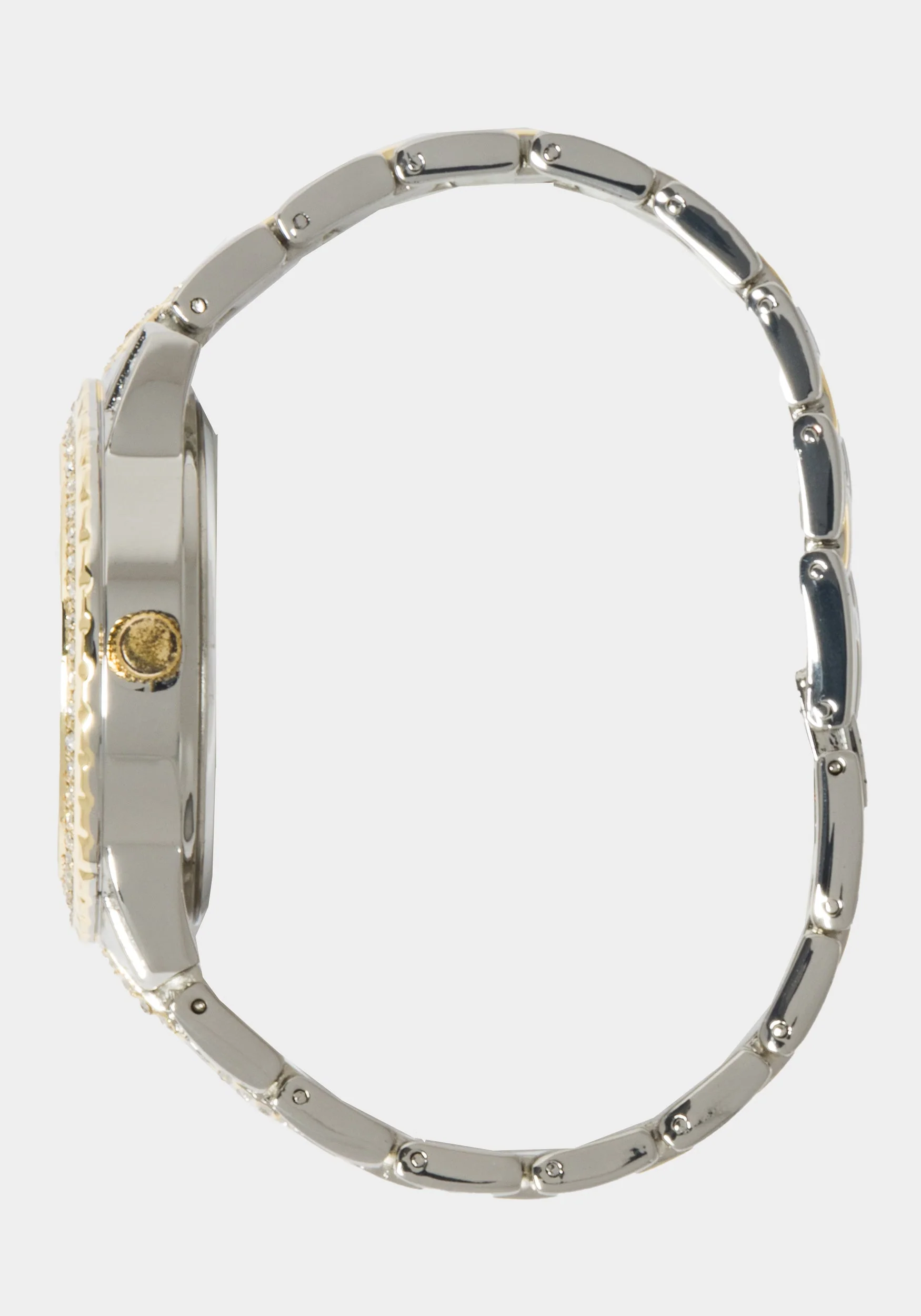 Silver Smooth Dial Crystal Bezel Watch - Image 2