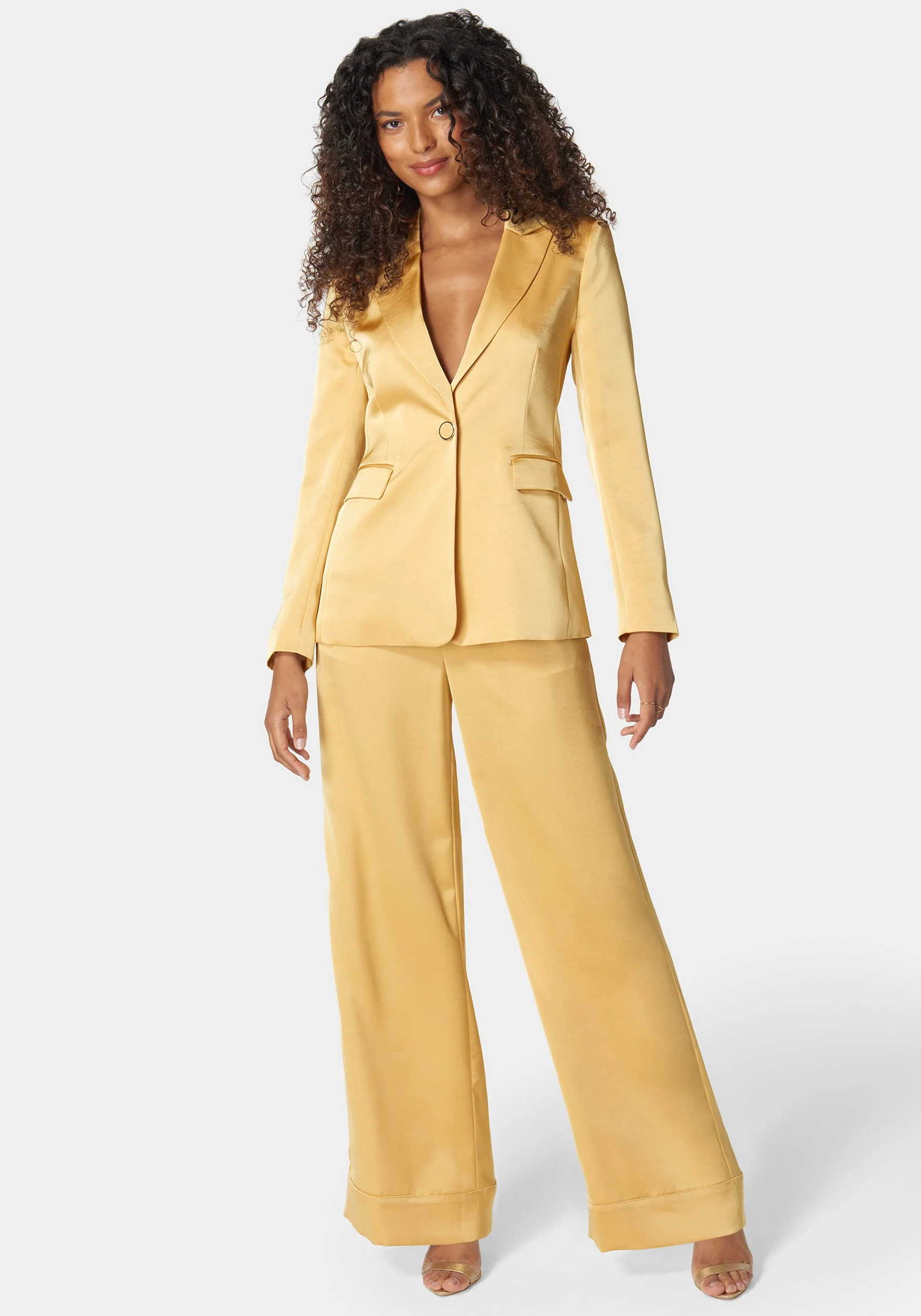 Single Breast Tailored Satin Jacket - Image 3