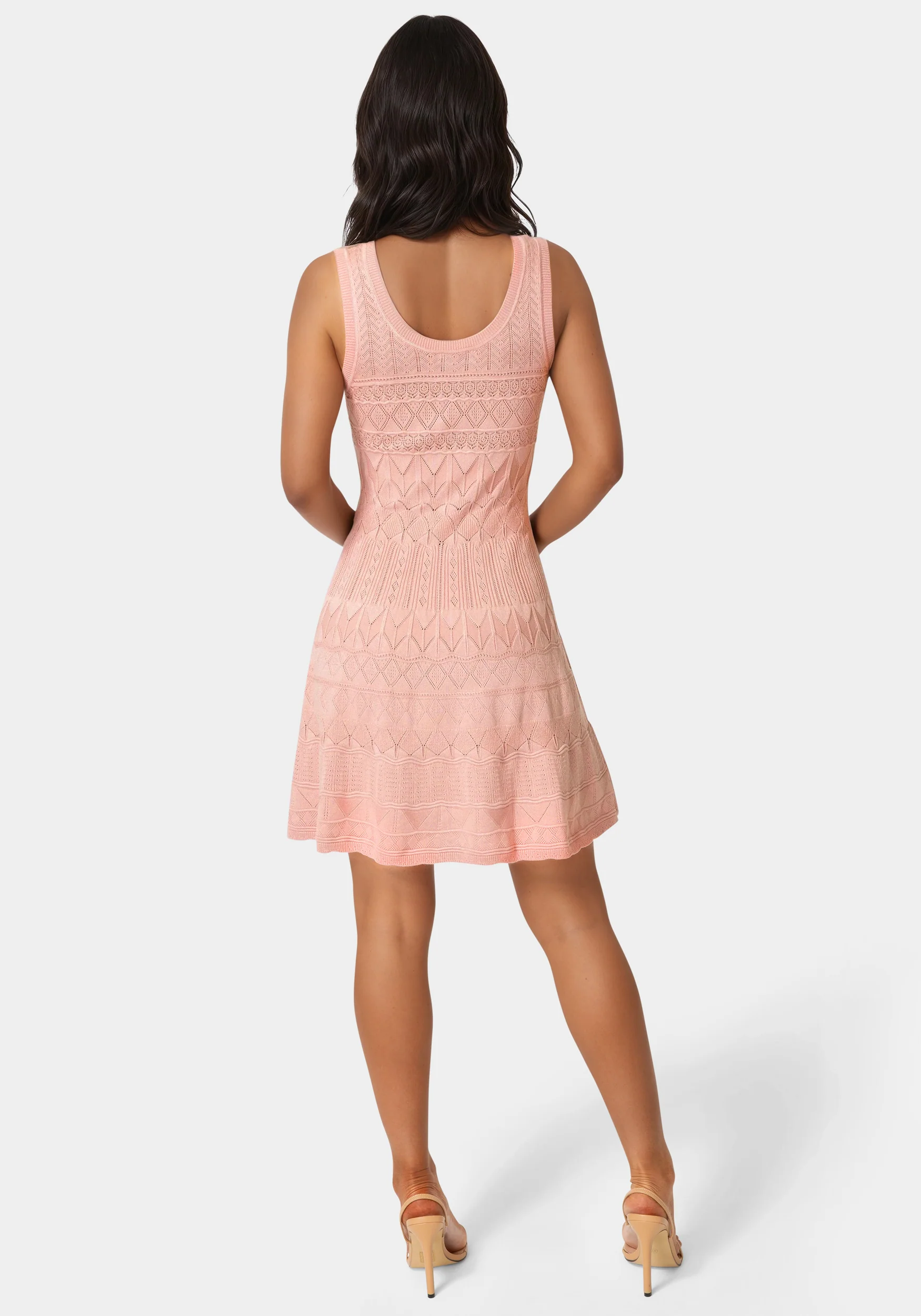 Sleeveless Fit and Flare Pointelle Mini Dress - Image 3