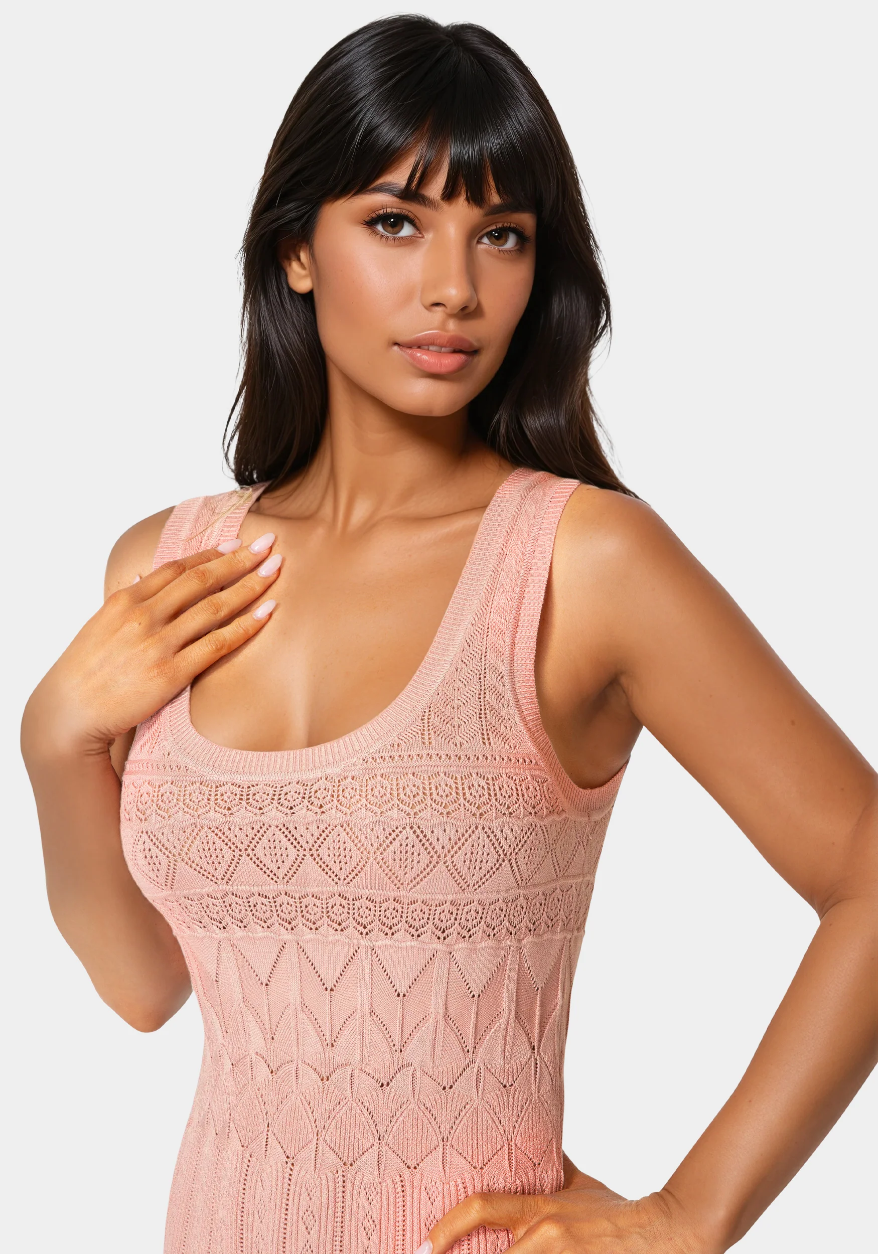 Sleeveless Fit and Flare Pointelle Mini Dress - Image 4
