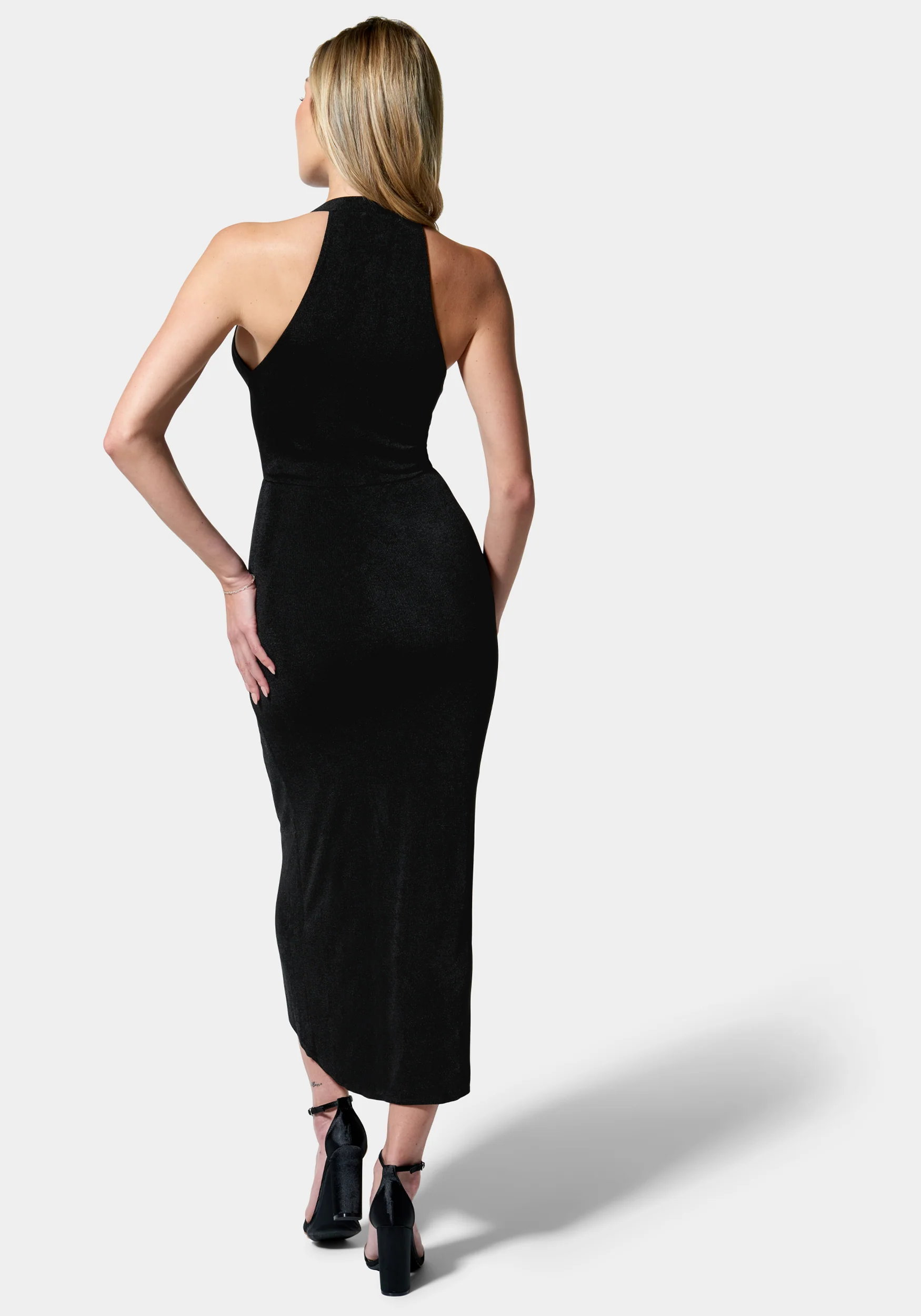 Slinky Asymmetrical Halter Neck Dress - Image 3