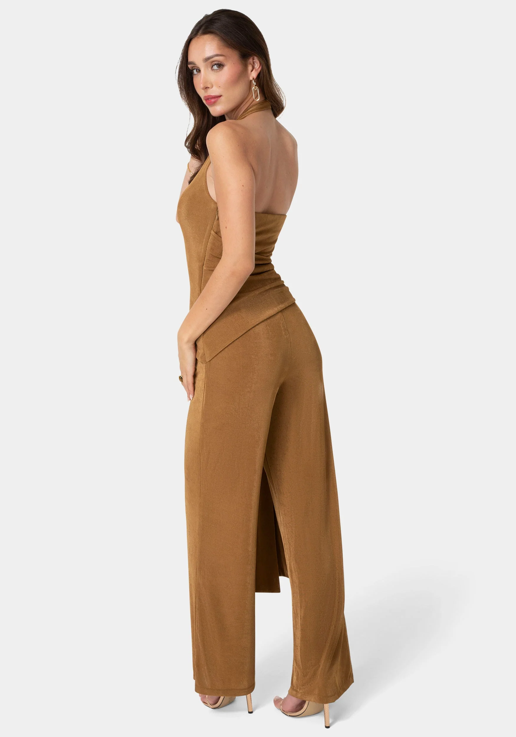 Slinky Drop Waist Halter Jumpsuit - Image 2
