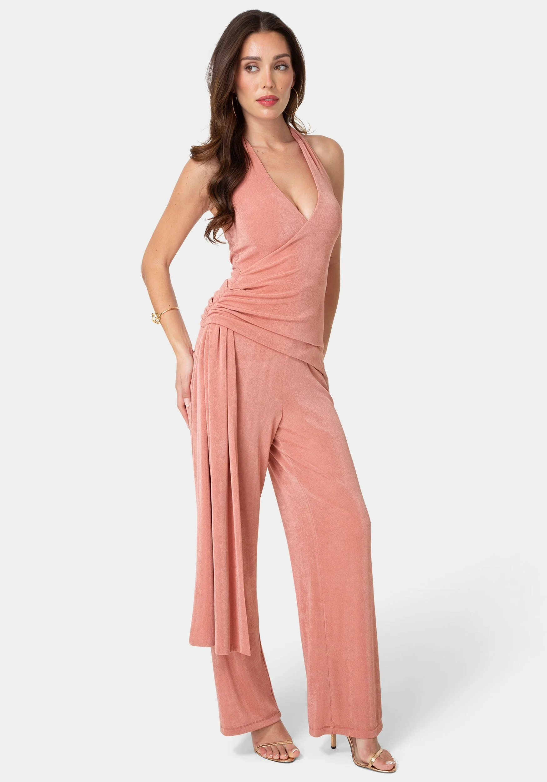Slinky Drop Waist Halter Jumpsuit