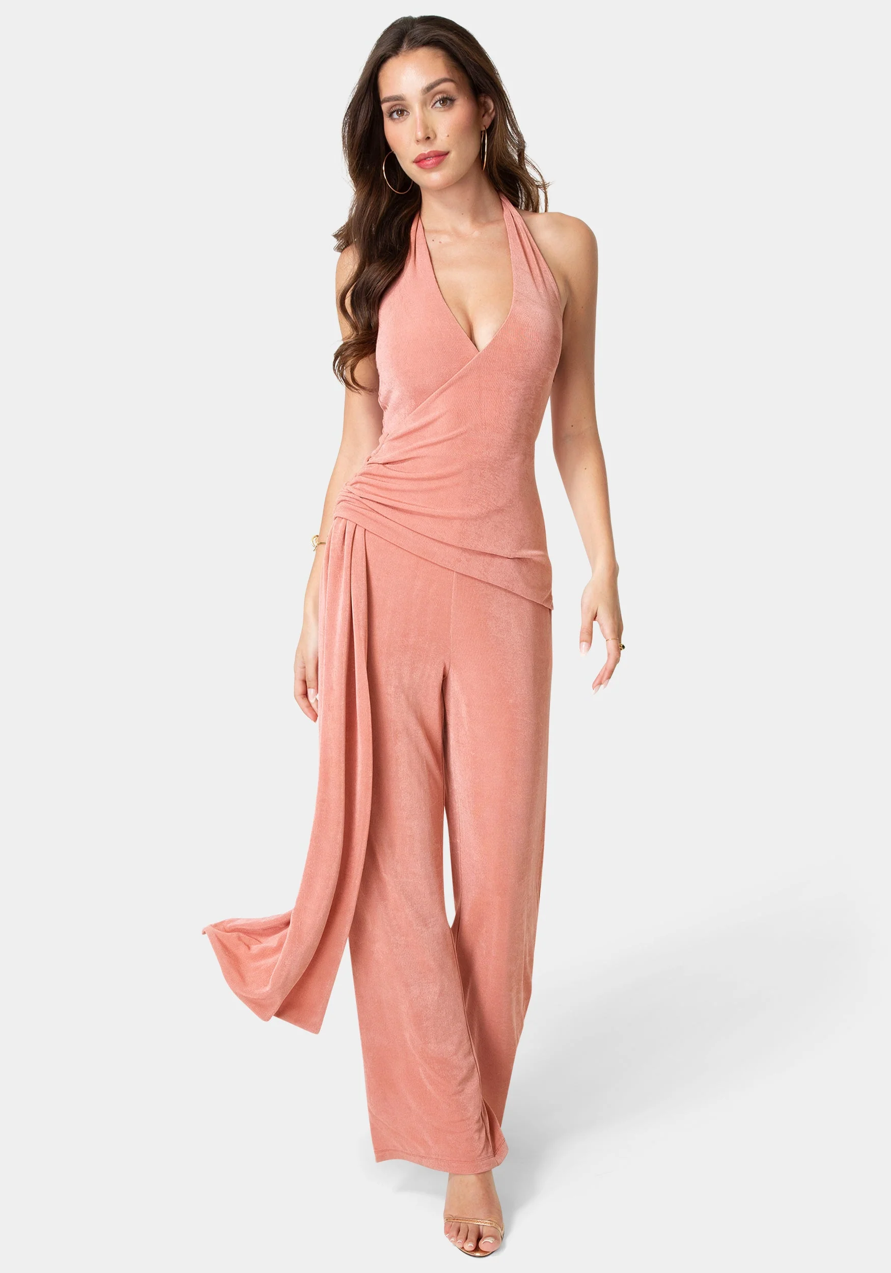 Slinky Drop Waist Halter Jumpsuit - Image 2