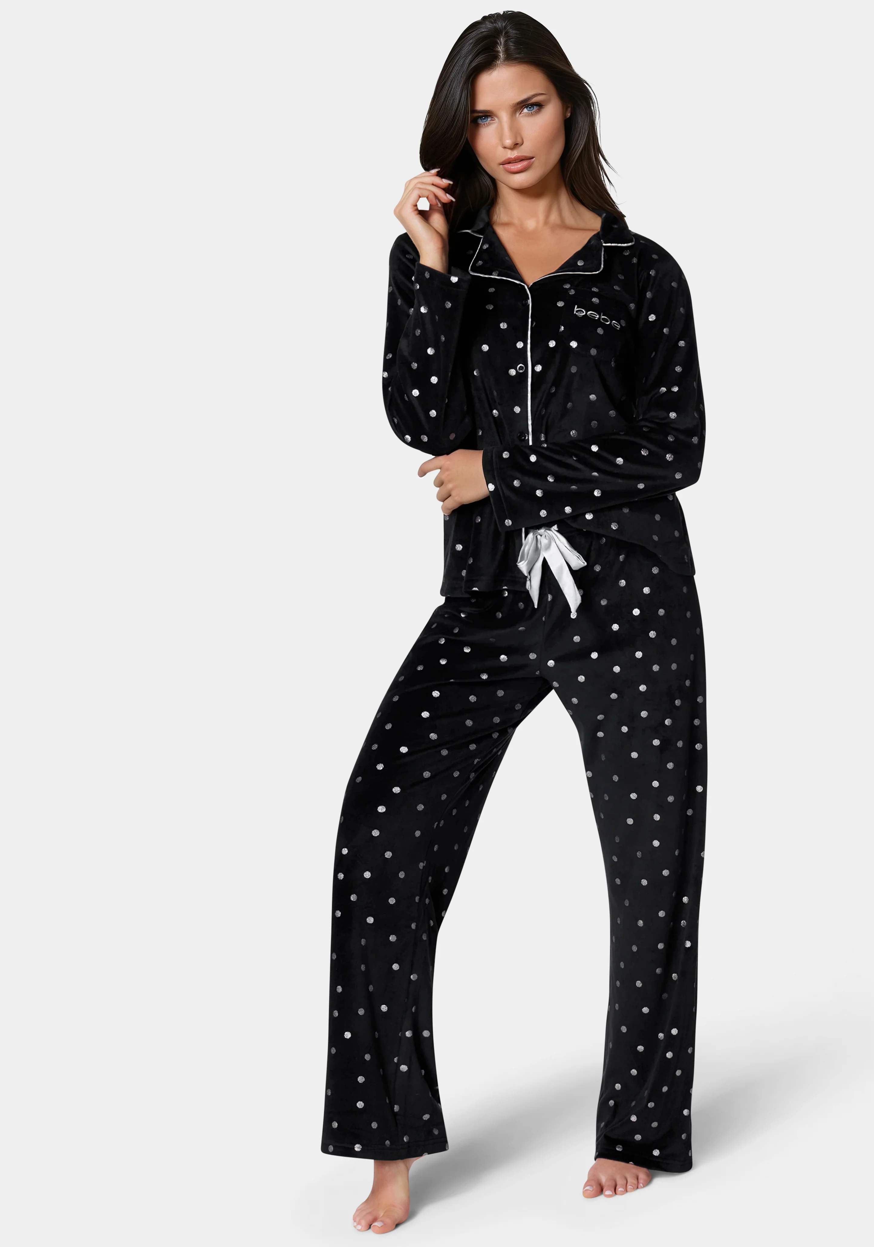 Silver Foil Plush Pajama Set