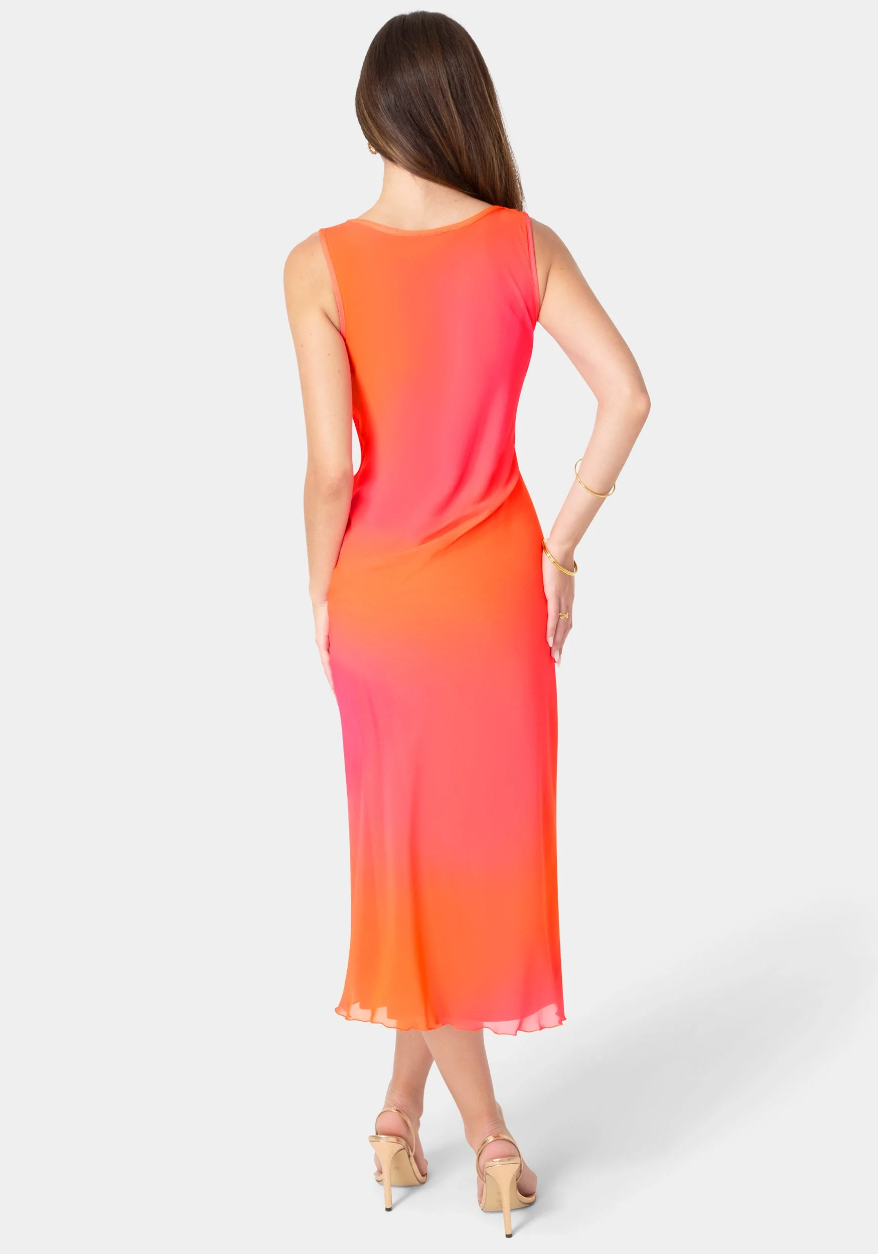 Smudge Chiffon Racer Neck Maxi Dress - Image 3