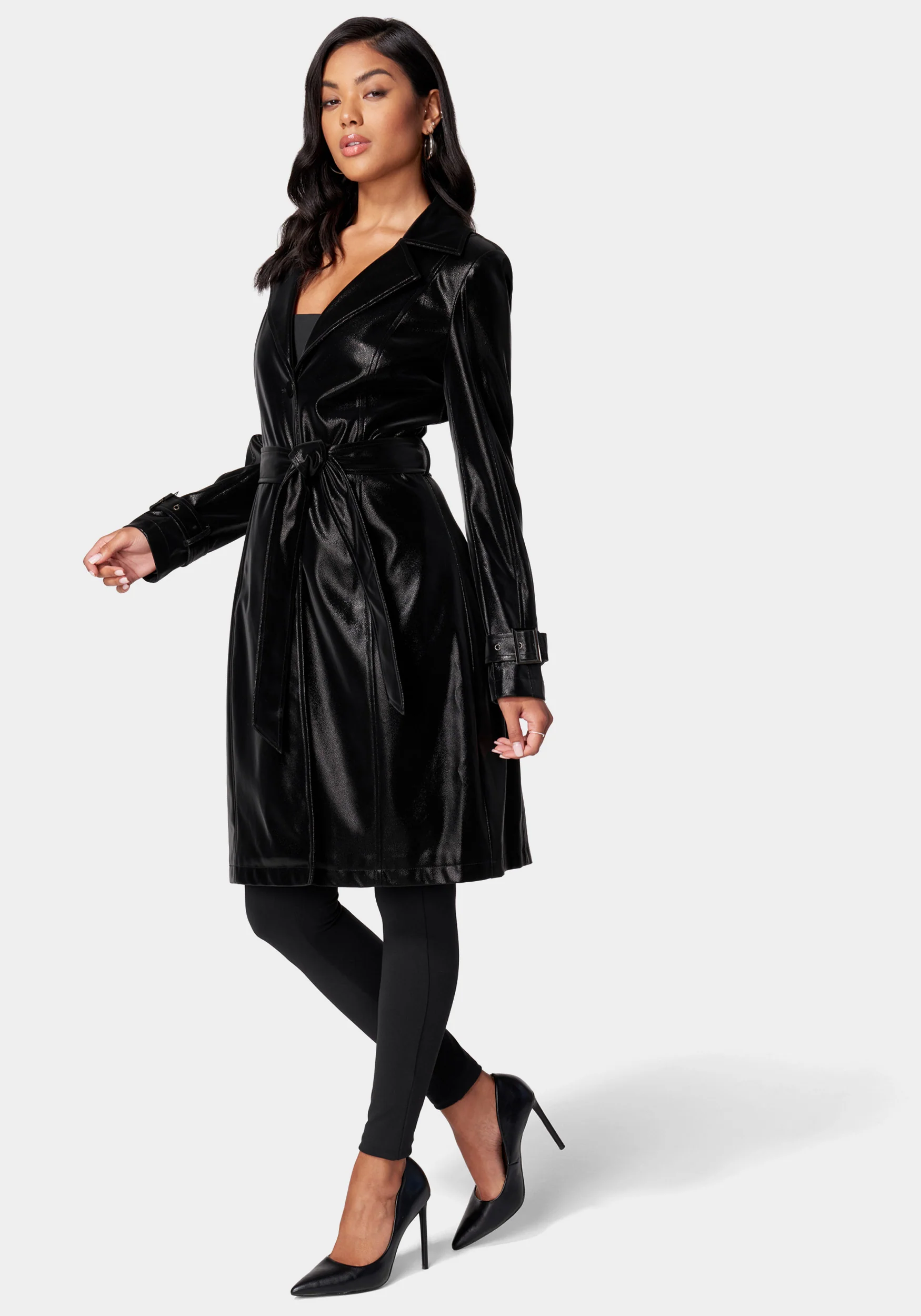 Speckle Vegan Leather Trench Coat - Image 3