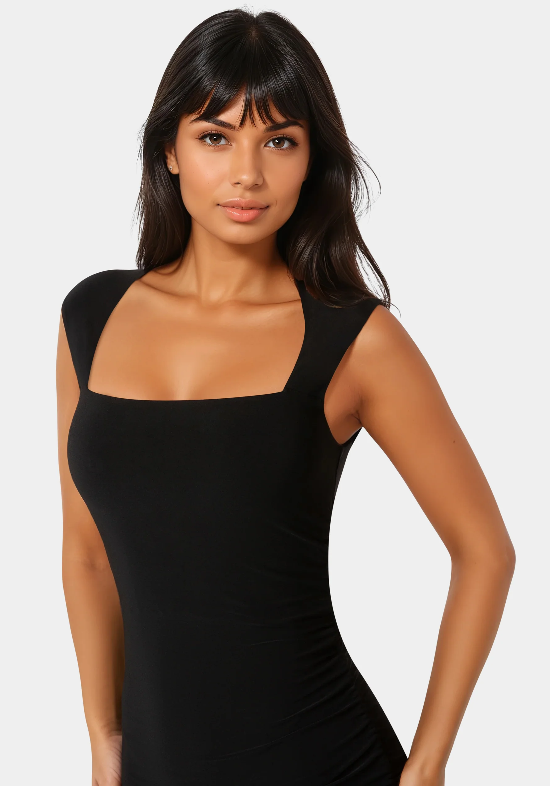 Square Neck High Slit Midi Dress - Image 4