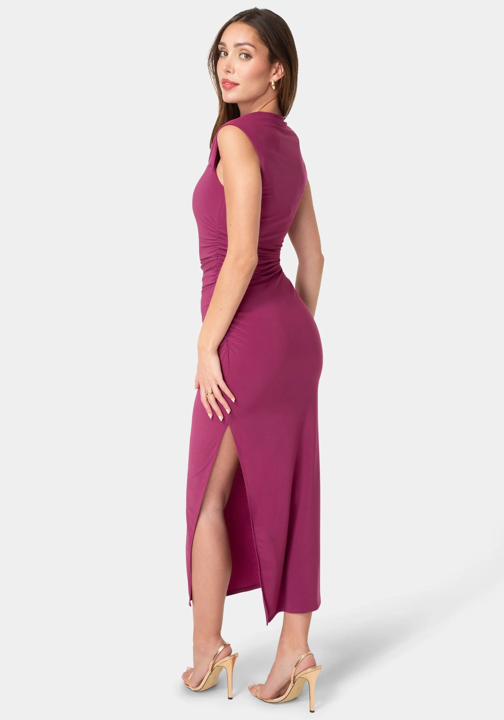 Square Neck High Slit Midi Dress - Image 3