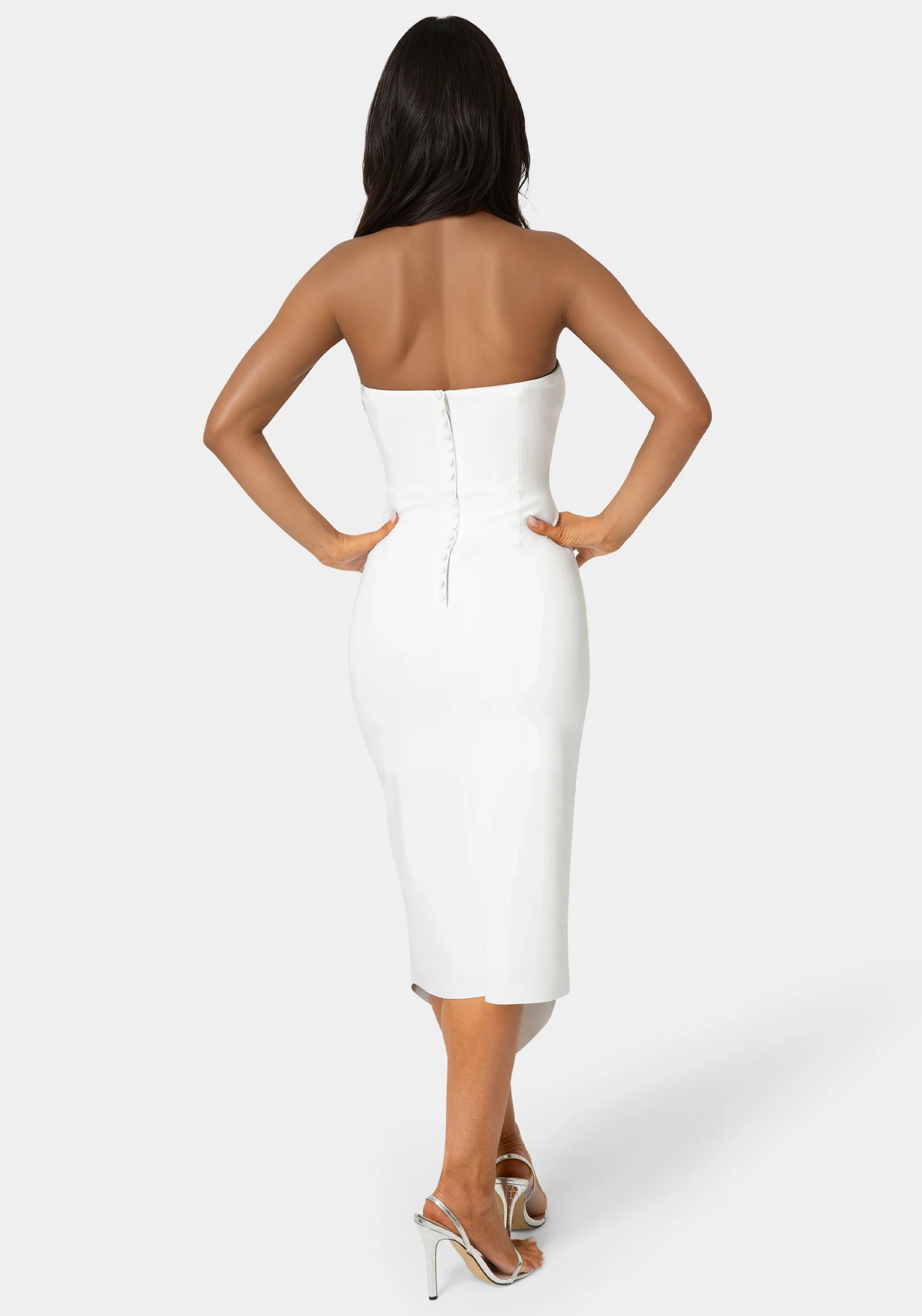 Strapless Cascade Midi Dress - Image 3