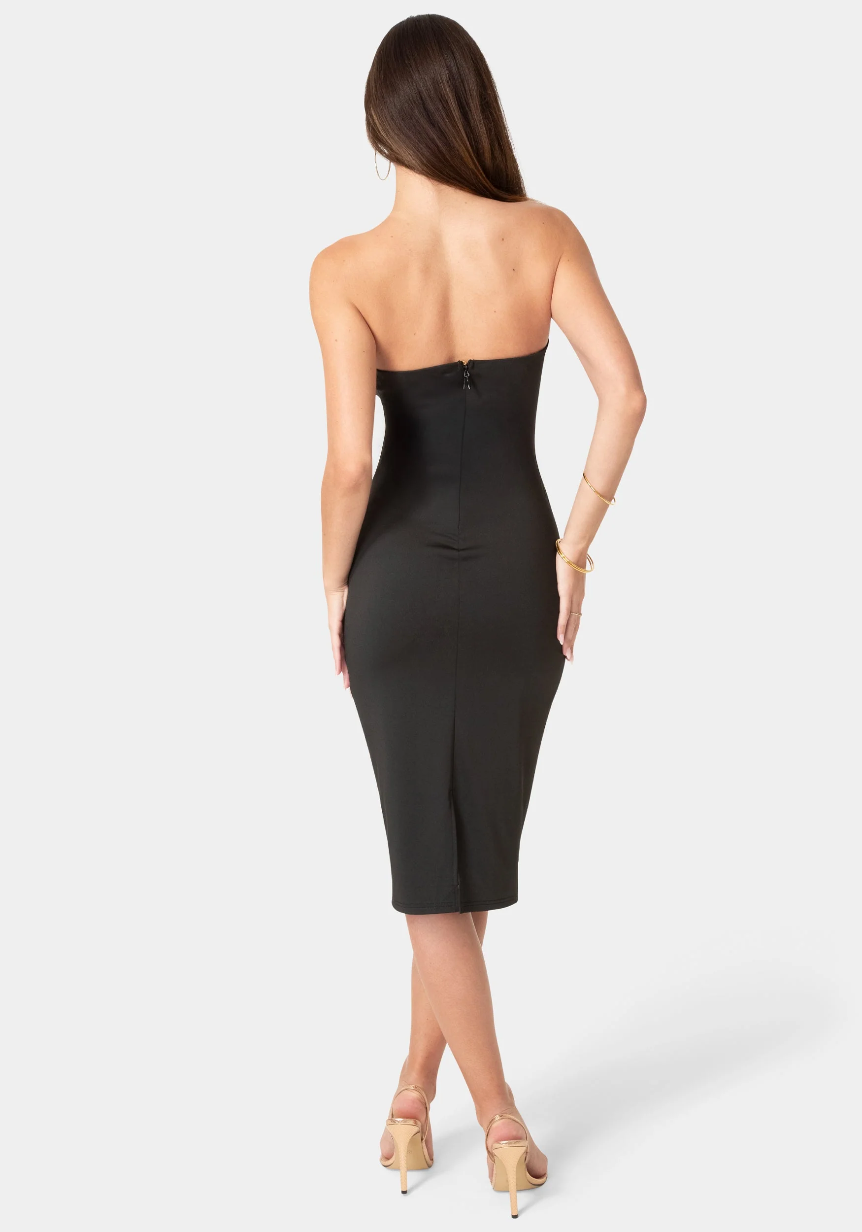 Strapless Cutout Slim Midi Dress - Image 4