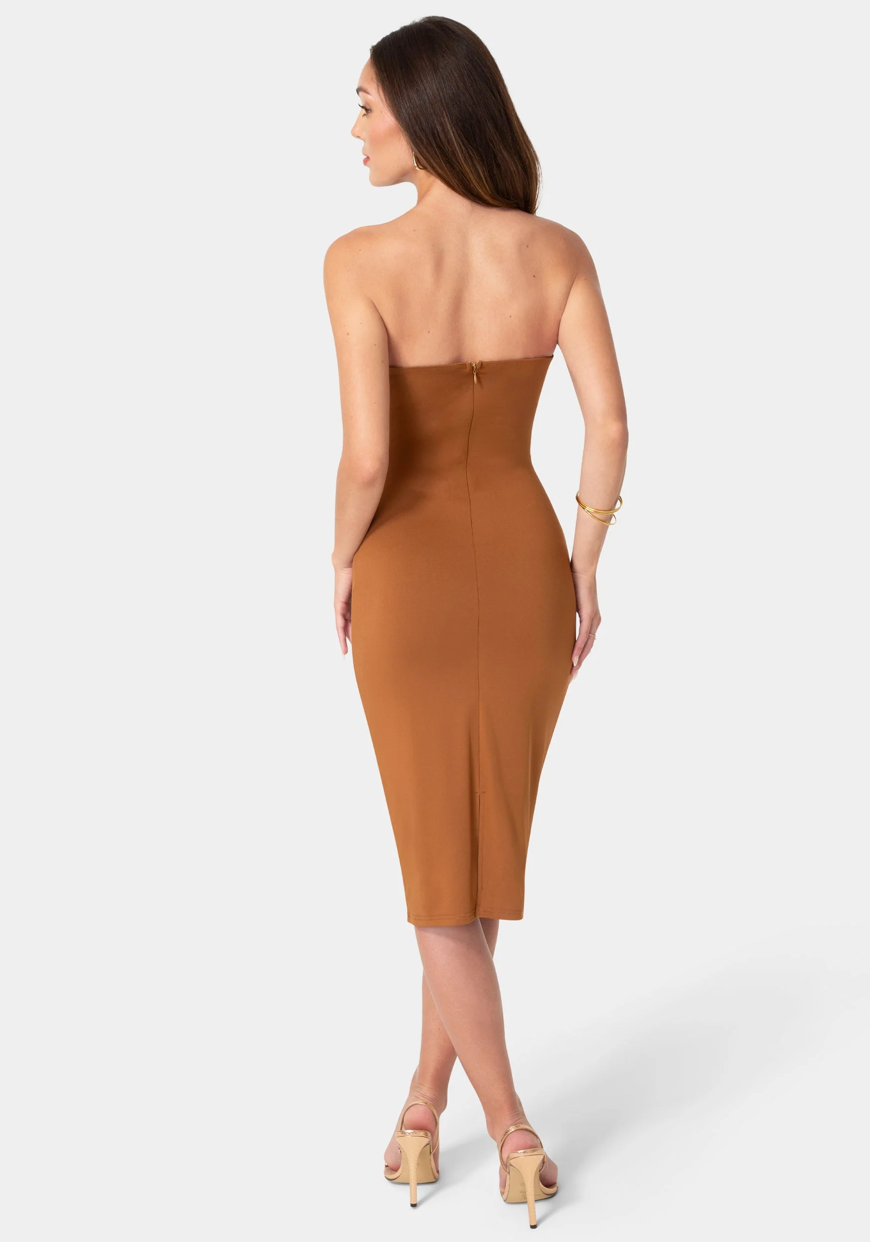 Strapless Cutout Slim Midi Dress - Image 3