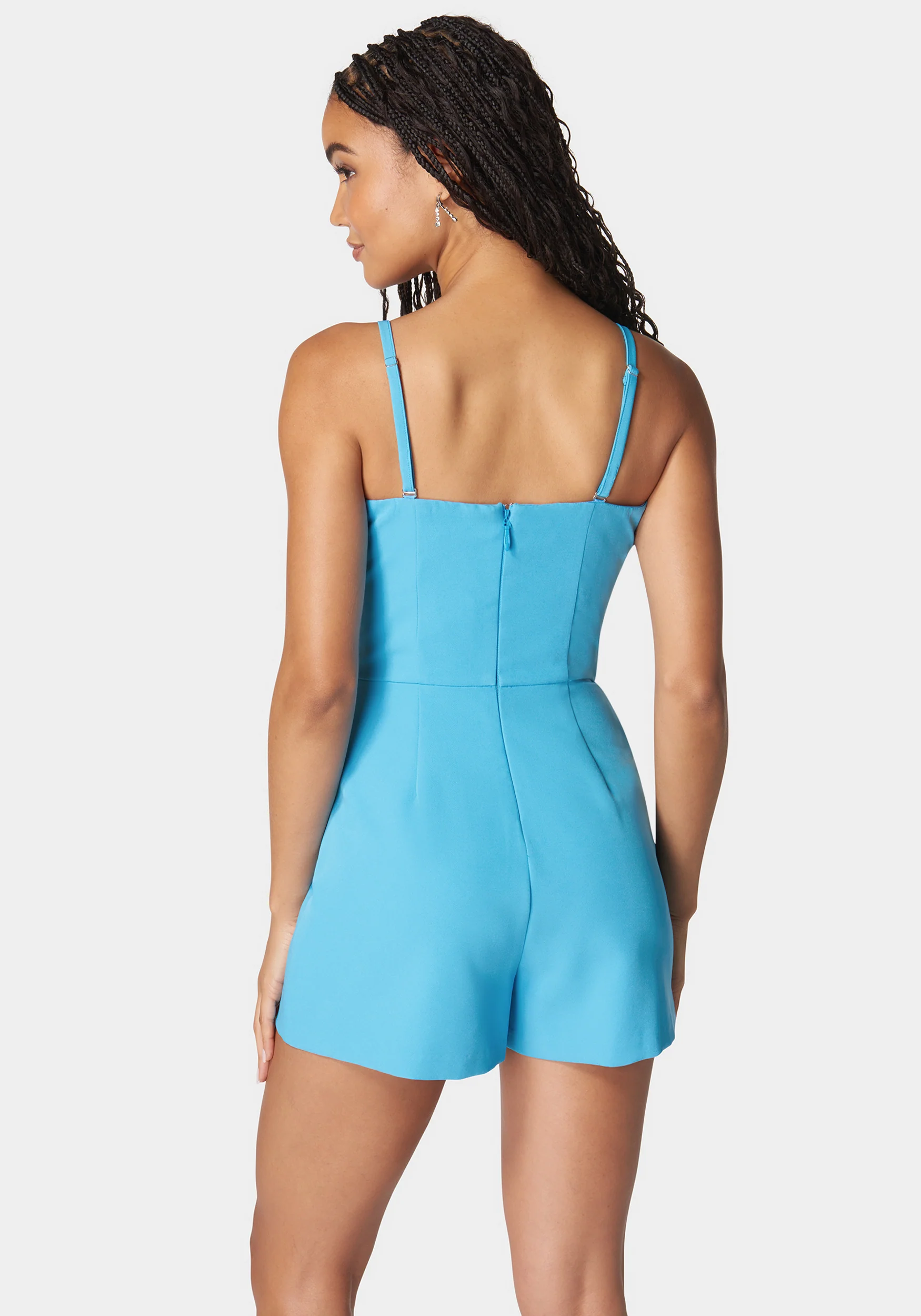 Strapless Deep V Neck Trim Romper - Image 4