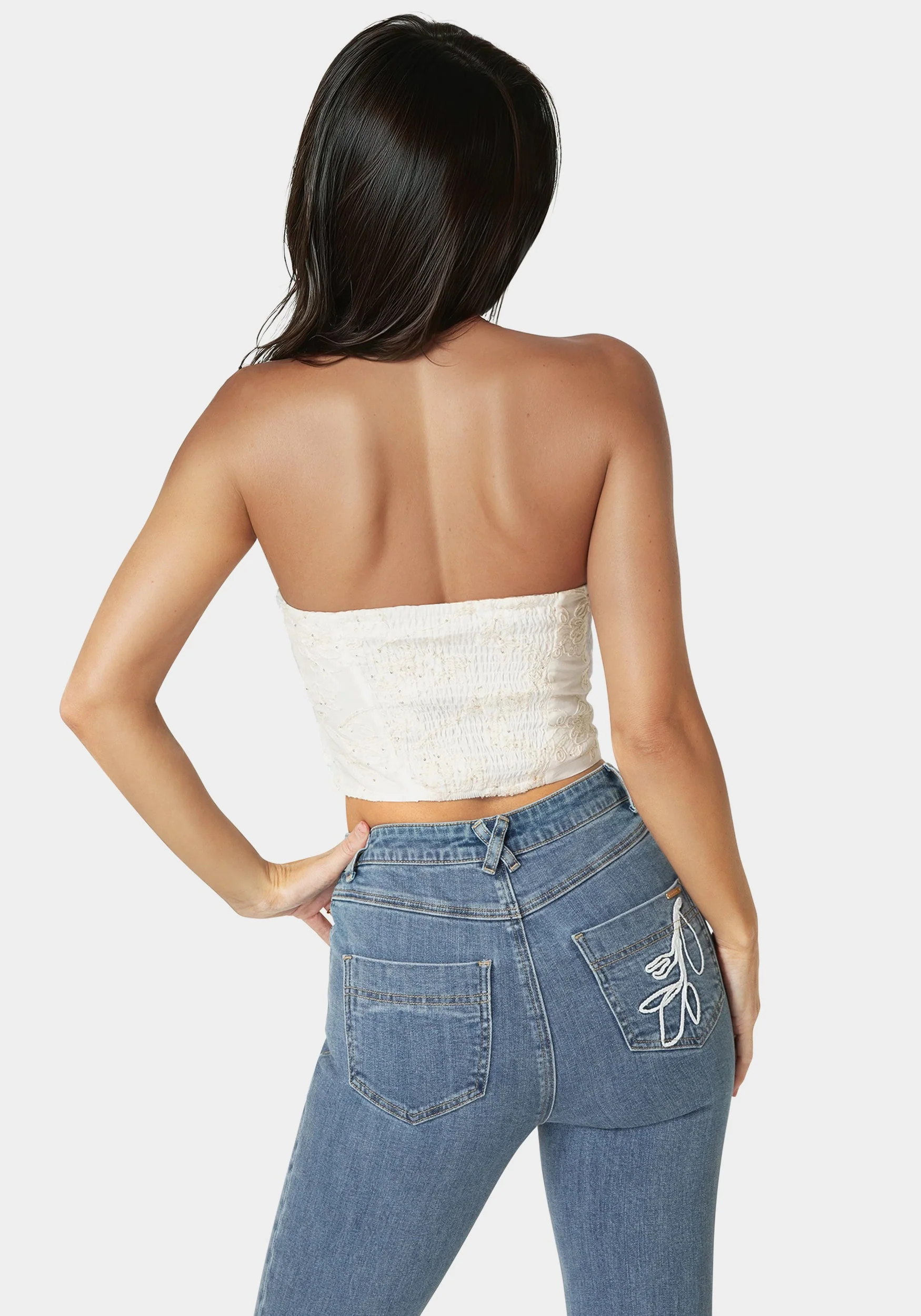 Strapless Embroidery Corset Top - Image 2