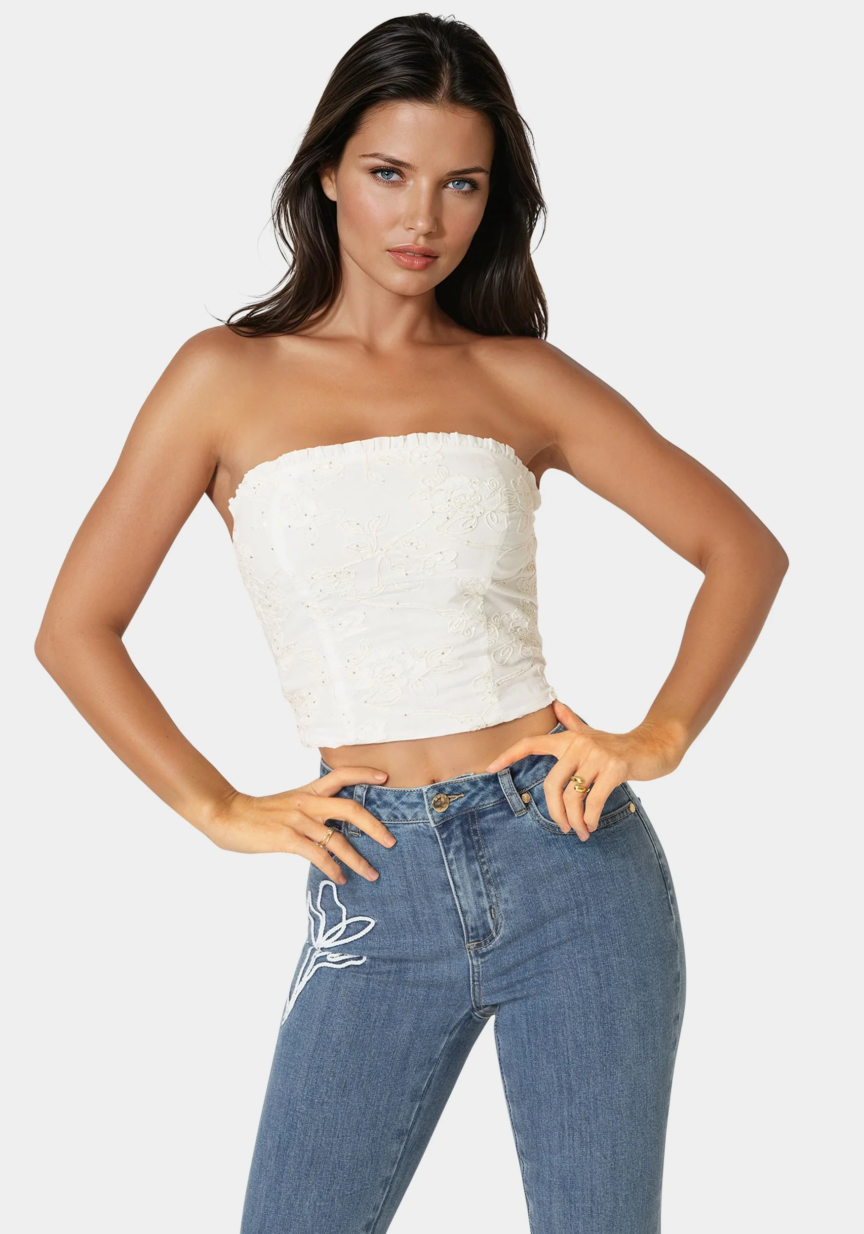 Strapless Embroidery Corset Top - Image 3