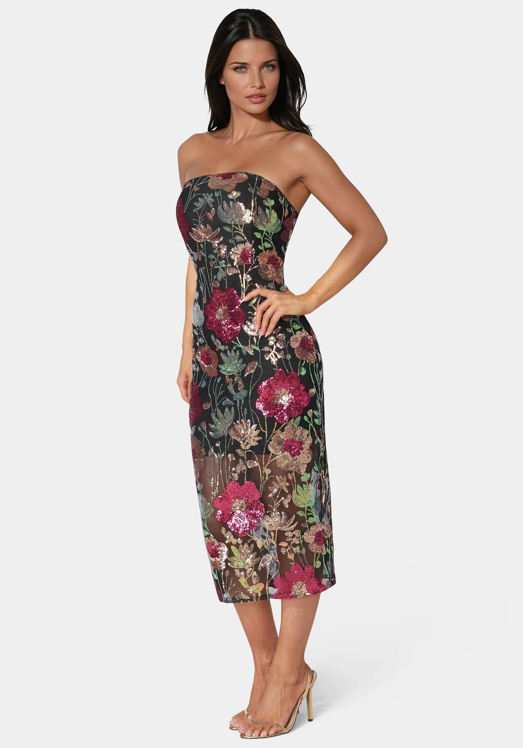 Strapless Sequin Midi Dress - Image 2