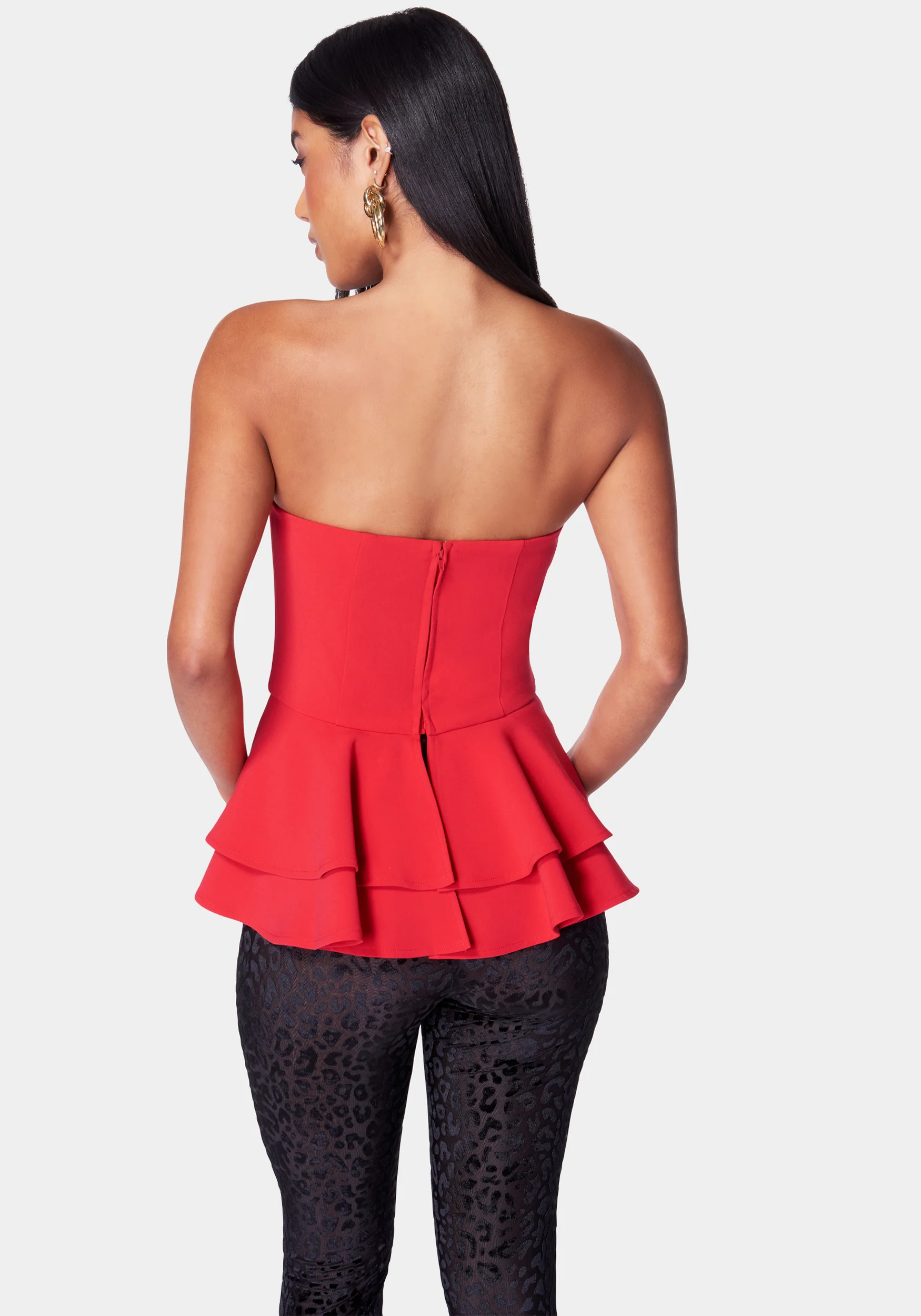 Strapless U Ring Peplum Top - Image 3